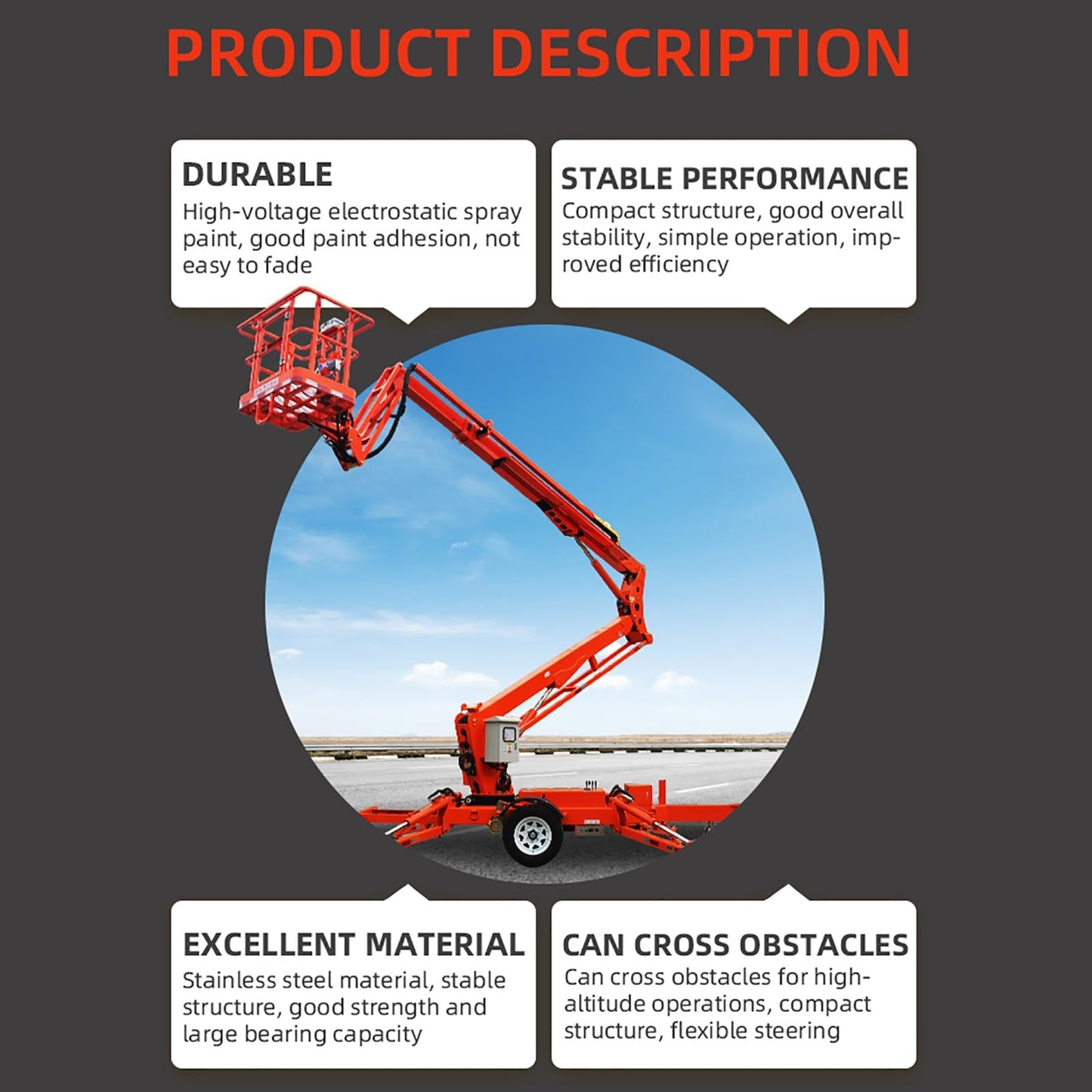 Towable Articulating Boom Lift with 45ft Reach | 450lb Platform Capacity | Excellent Over-the-Obstacle Access | Easy Transport & Quick Job Site Setup