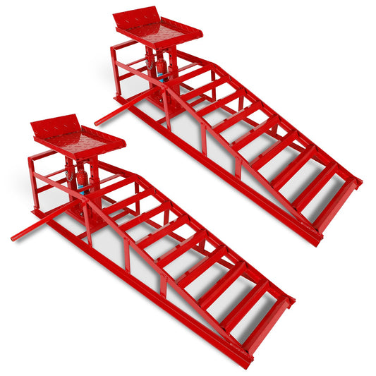 KAFLLA 10,000lbs Heavy Duty Hydraulic Car Ramps 2PCS, Portable Adjustable Car Lift Ramps for Oil Changes, Suitable for SUVs & Light-Duty Trucks, Lift Height 9.8" to 15"