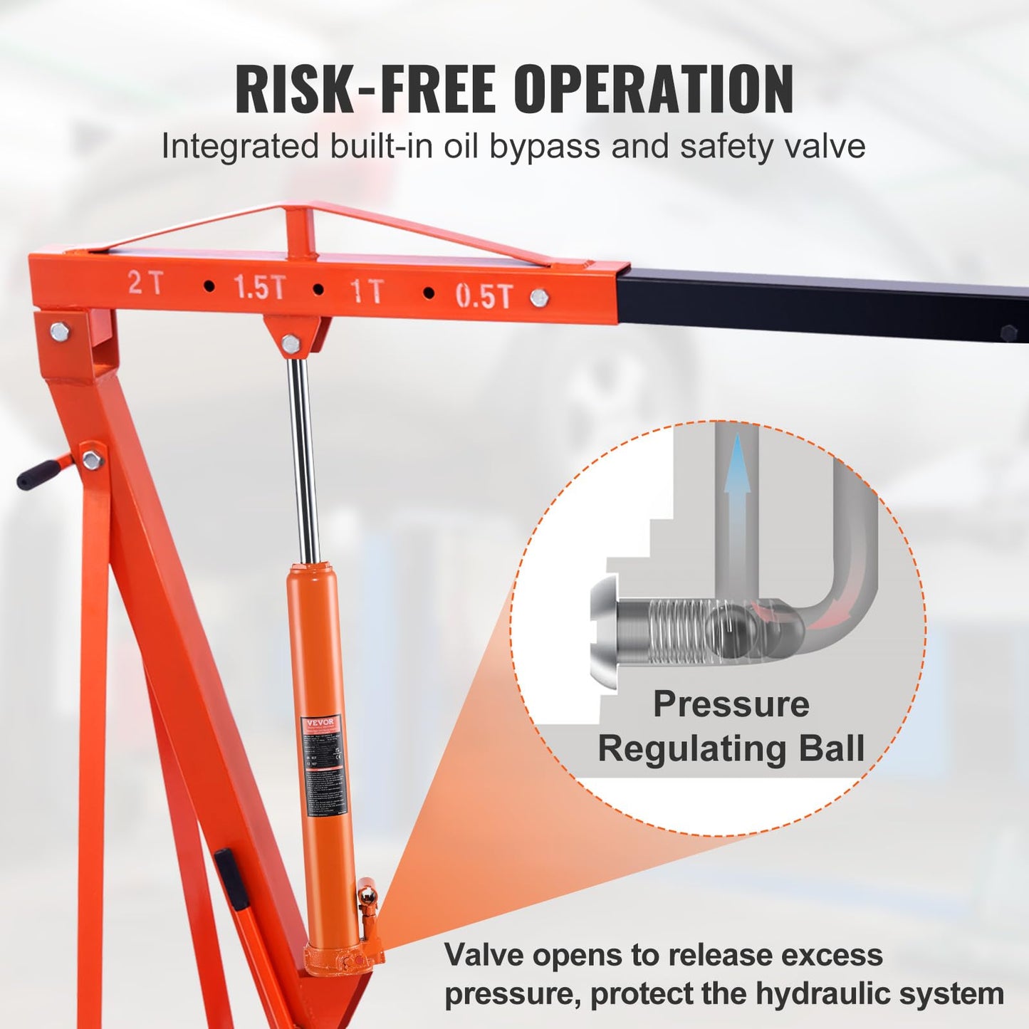 VEVOR Hydraulic Long Ram Jack, 4 Ton Engine Hoist Cylinder with Single Piston Pump and Flat Base, Hydraulic Ram Cylinder for Engine Lift Hoists, Hydraulic Garage/Shop Cranes, Mechanical, Farm