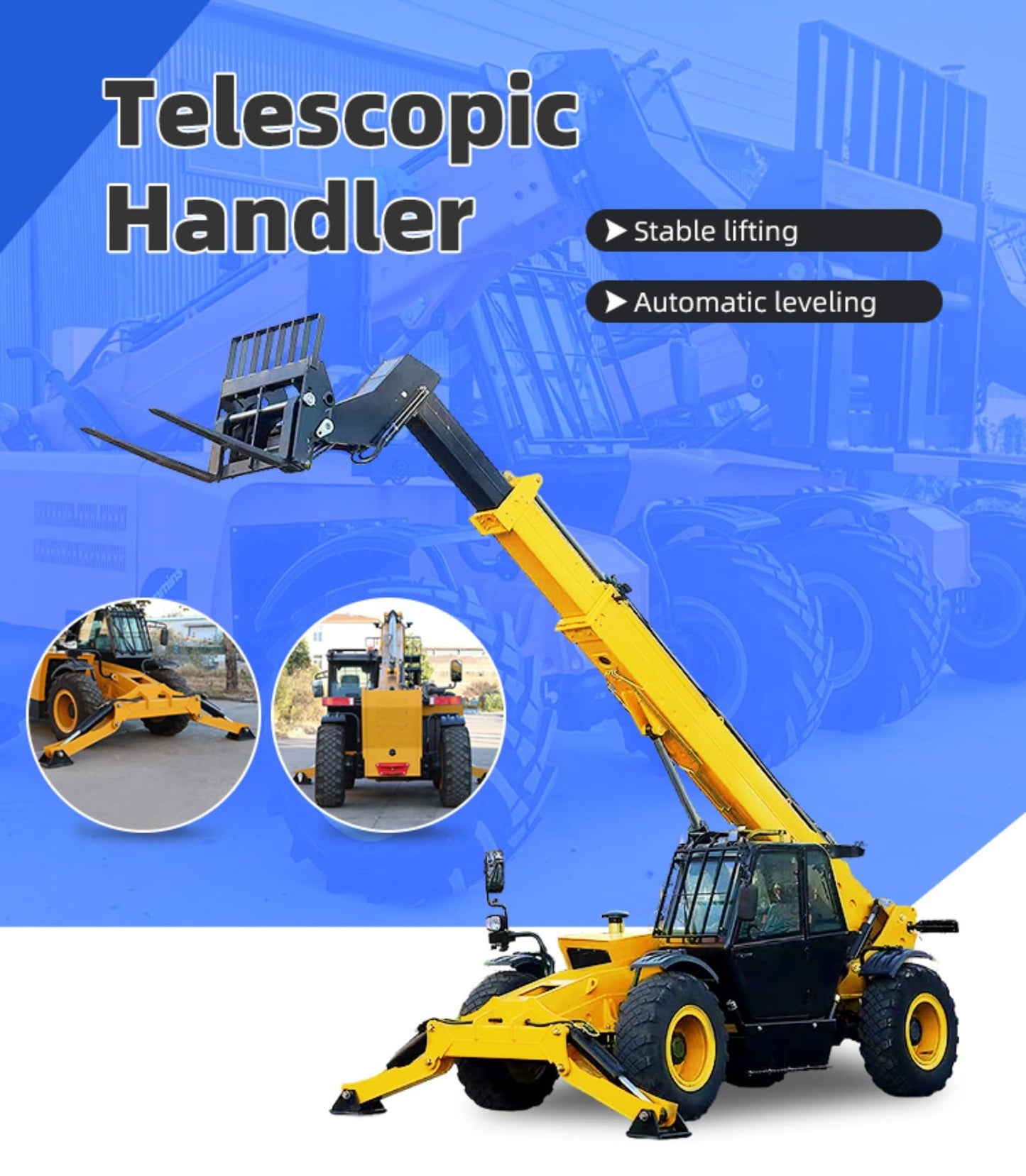 Telescopic Handler, Heavy-Duty Telescopic Boom Forklift – 1–3 Ton Industrial Telehandler for Construction, Logistics & Jobsite Material Handling