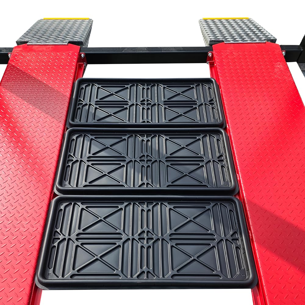 AUTOKATO KT-4H950 110V 3.0HP Four Post Lift Car Truck Parking Hoist Aluminum Plate with Casters and 9500Lbs Lifting Capacity，Max Lifting Height 84.5 Inch Extra Wide 113 Inch