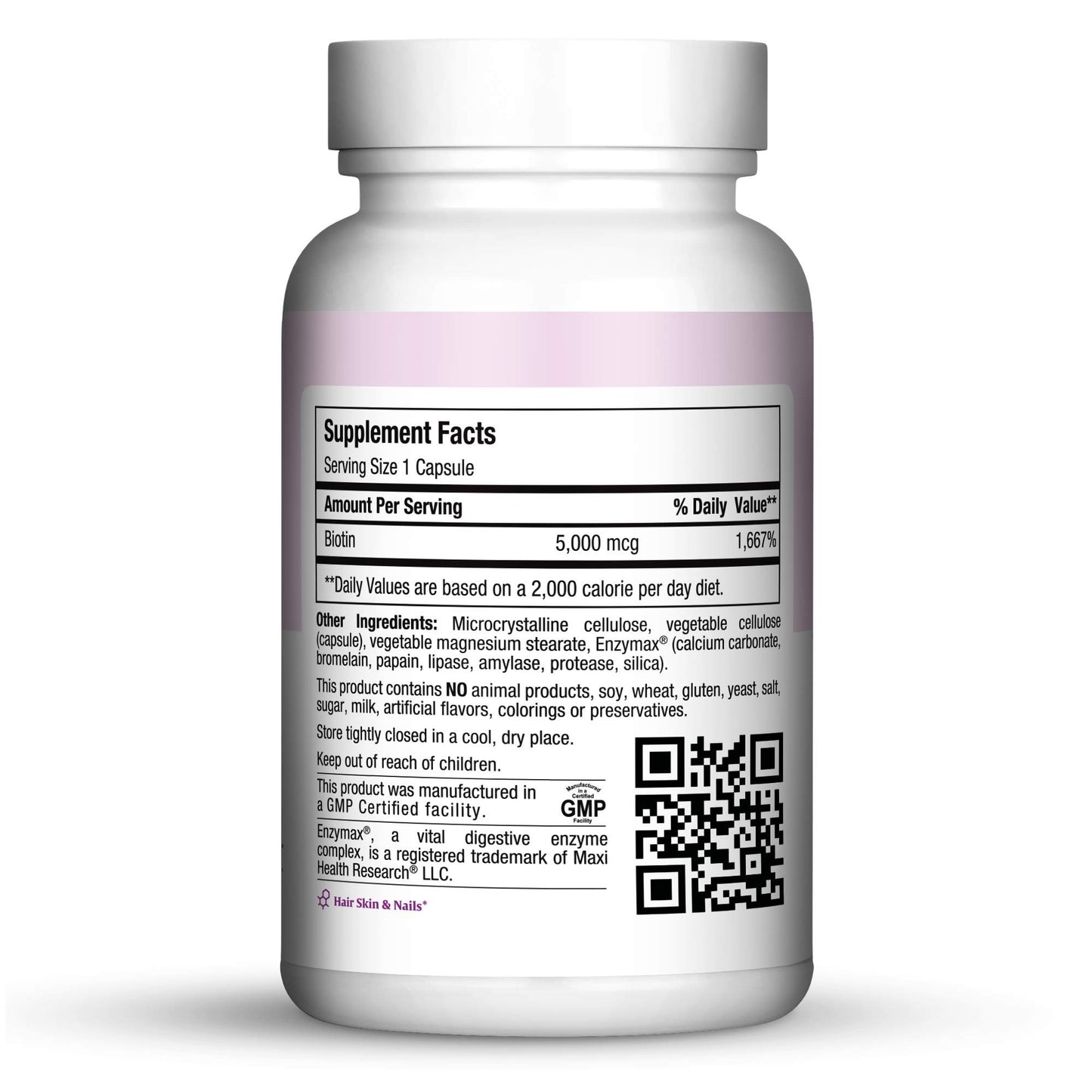 Maxi Health Biotin 5000 mcg – Hair Skin and Nails Vitamins for Women & Men – High Potency Vitamin B7 Supplement for Hair Growth, Strong Nails & Healthy Skin – Kosher, Doctor Formulated – 120 Capsules