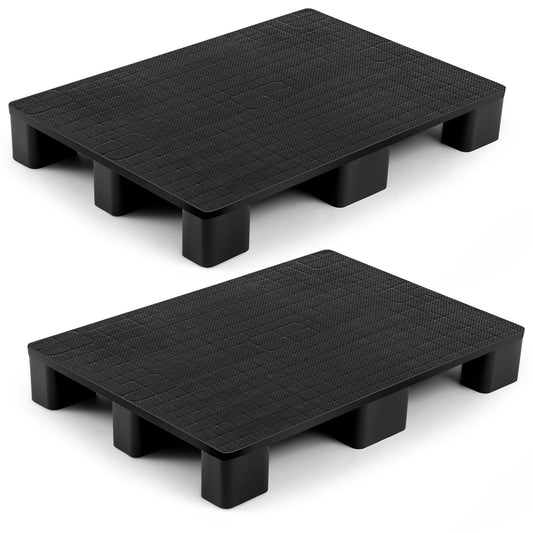 Vercraft 2 Pcs Plastic Pallet for Basement Storage Easy Stack Lightweight Floor Pallet Display Flooring Room Supermarket Christmas, Support up to 2000 Lbs (31.5'' L X 24'' W X 4.7'' H,Black)