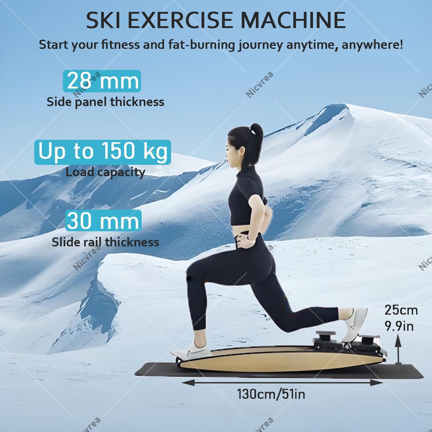 Ski Machine Leg Exerciser, Simulated Ski Trainer for Thigh and Core Strength, Home Fitness Equipment for Women, Pelvic Floor Muscle Toning