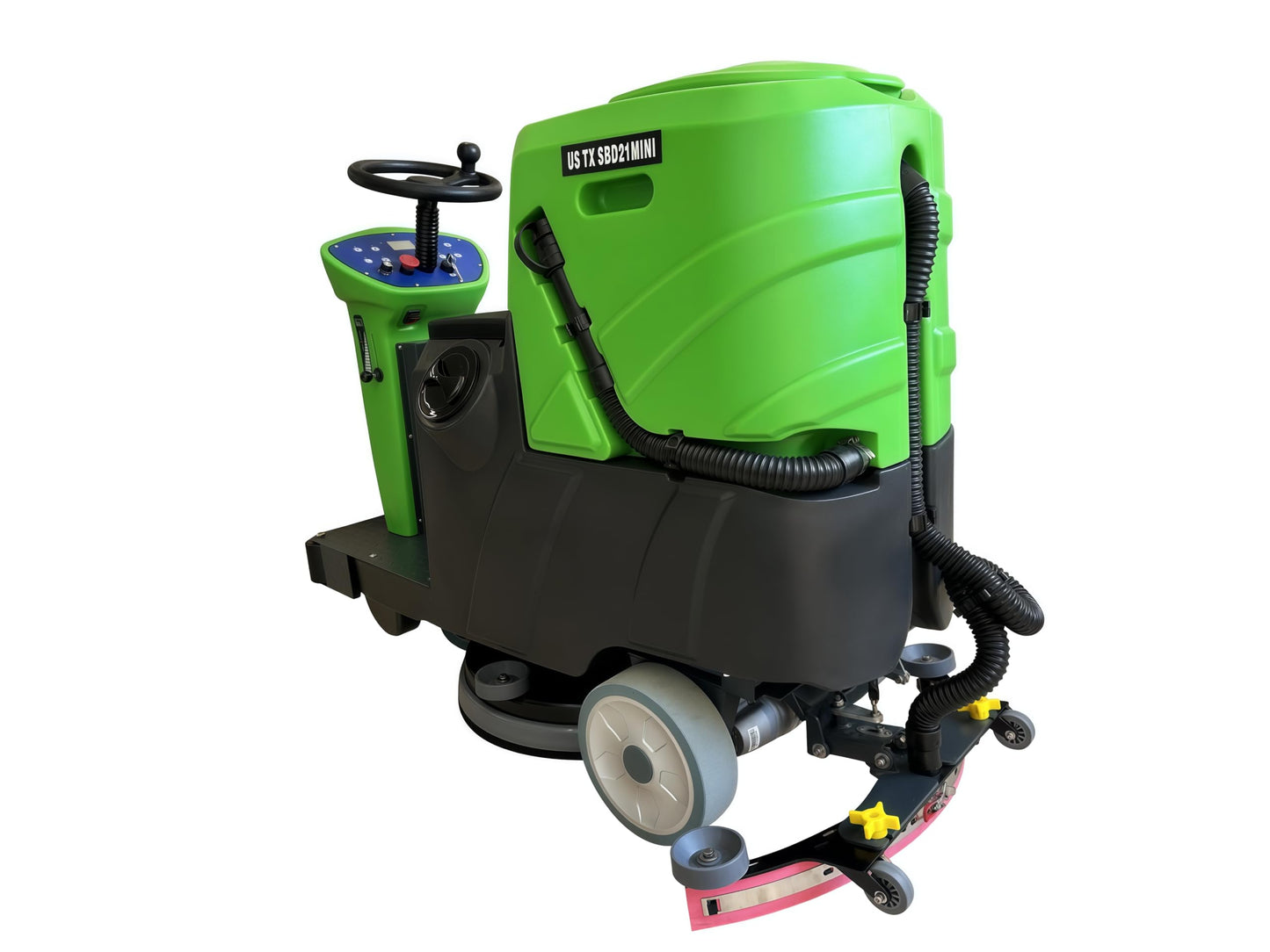 Ride-On Commercial Floor Scrubber Machine, 20″ Cleaning Width, 24V Battery Powered Scrubber Dryer with 17 Gal Tanks for Warehouse, Retail & Facility Cleaning (US-TX-SDB21MINI)