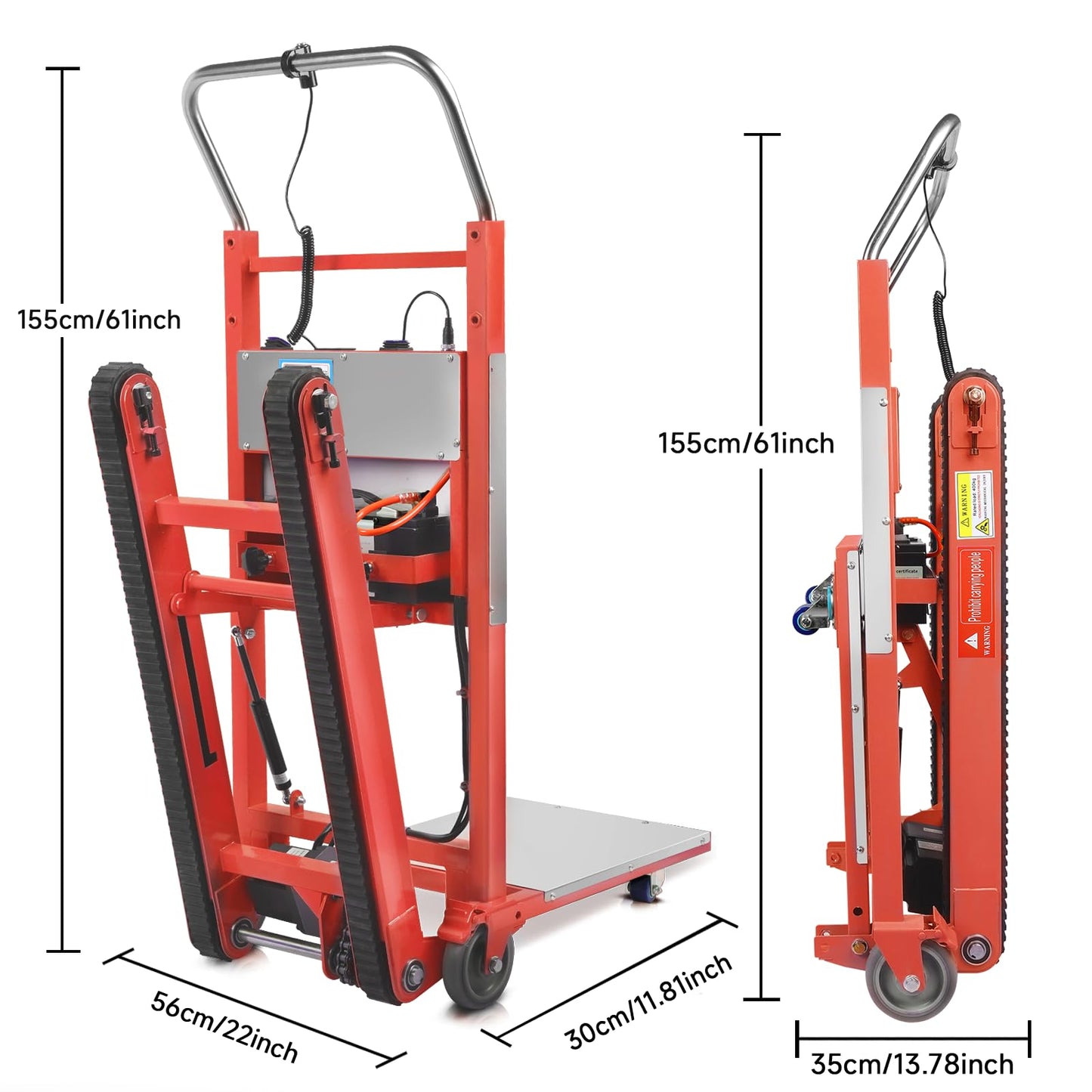 1250W Electric Stair Climbing Dolly - 900lbs Heavy Duty Motorized Hand Truck W/Telescopic Handle, 3-Mode Folding Stair Climber Cart for Furniture & Appliances (Orange)