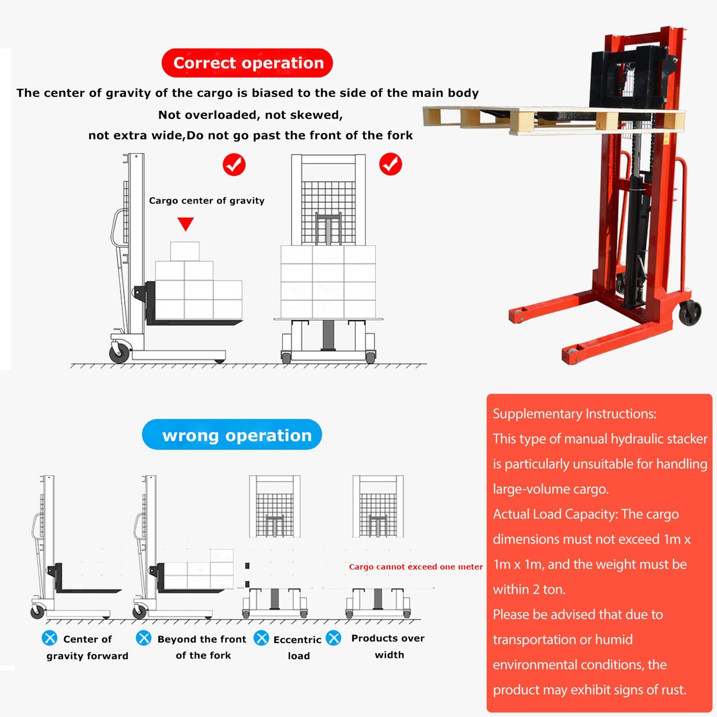 HayWHNKN Manual Pallet Stacker, Flexible Handling Manual Forklift 4400 Lbs Capacity & 63 Inch Max Lift Height | Hydraulic Hand Pump Lift Truck for Warehouse & Workshop Material Handling