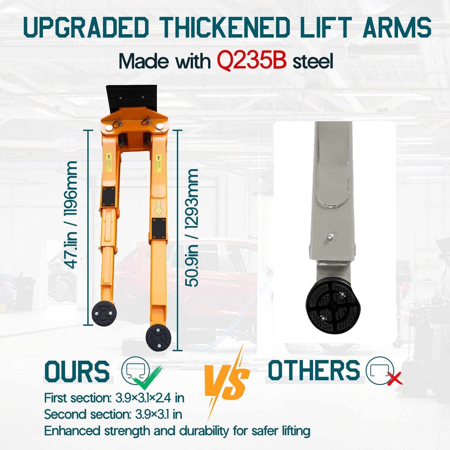 Albott 2 Post Car Lift 10000 LBS, Heavy Duty Hydraulic Vehicle Lift for Home Garage, 3+2 Adjustable Arms, Dual Point Safety Release and Rubber Door Protectors, 220V 60HZ 1PH
