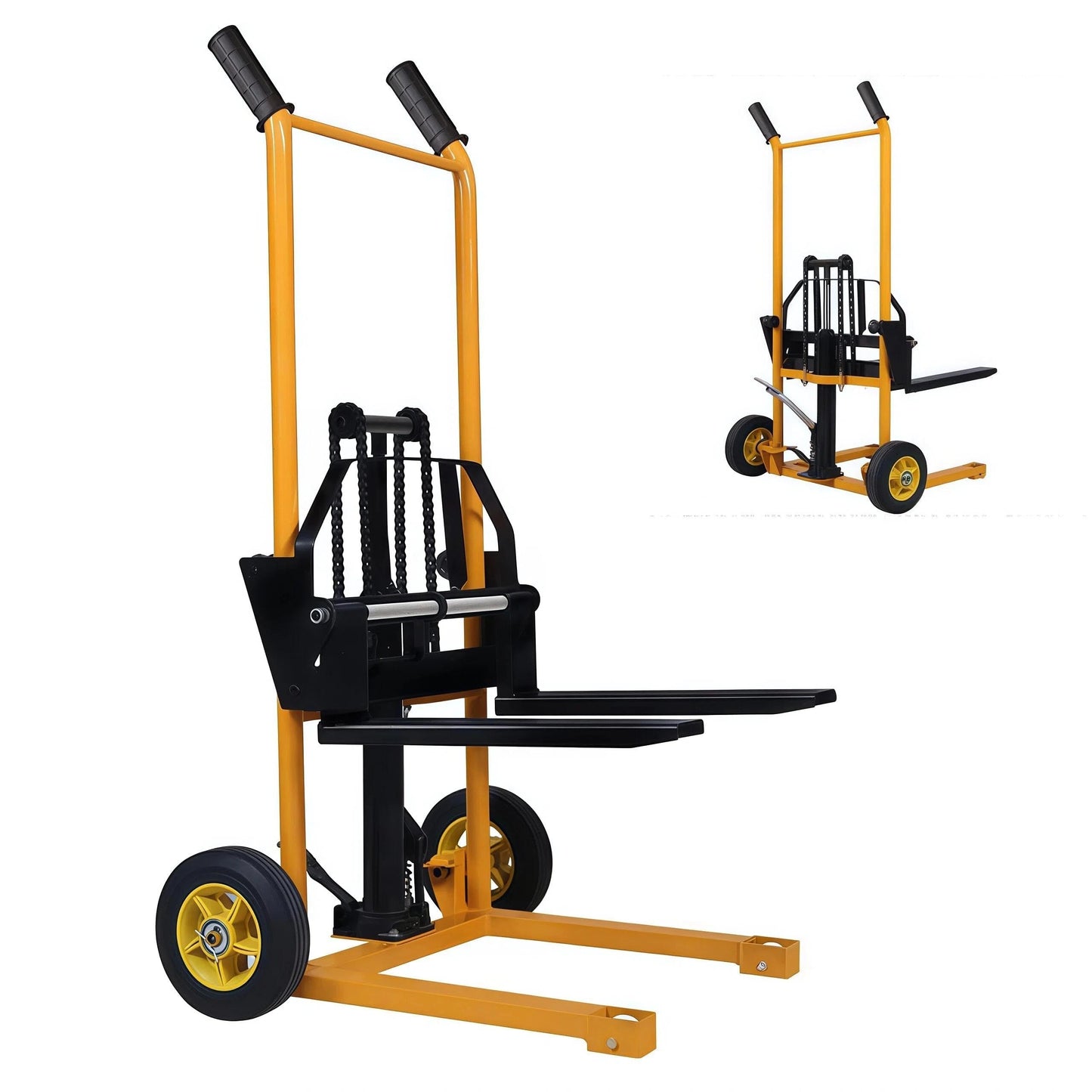 Manual Lift Handling Platform Walkie Stacker Truck - 0.9m Lift Height Light Duty Hand Forklift - Portable Straddle Pallet Jack & Material for Warehouse, Office and Shop Capacity 200kg