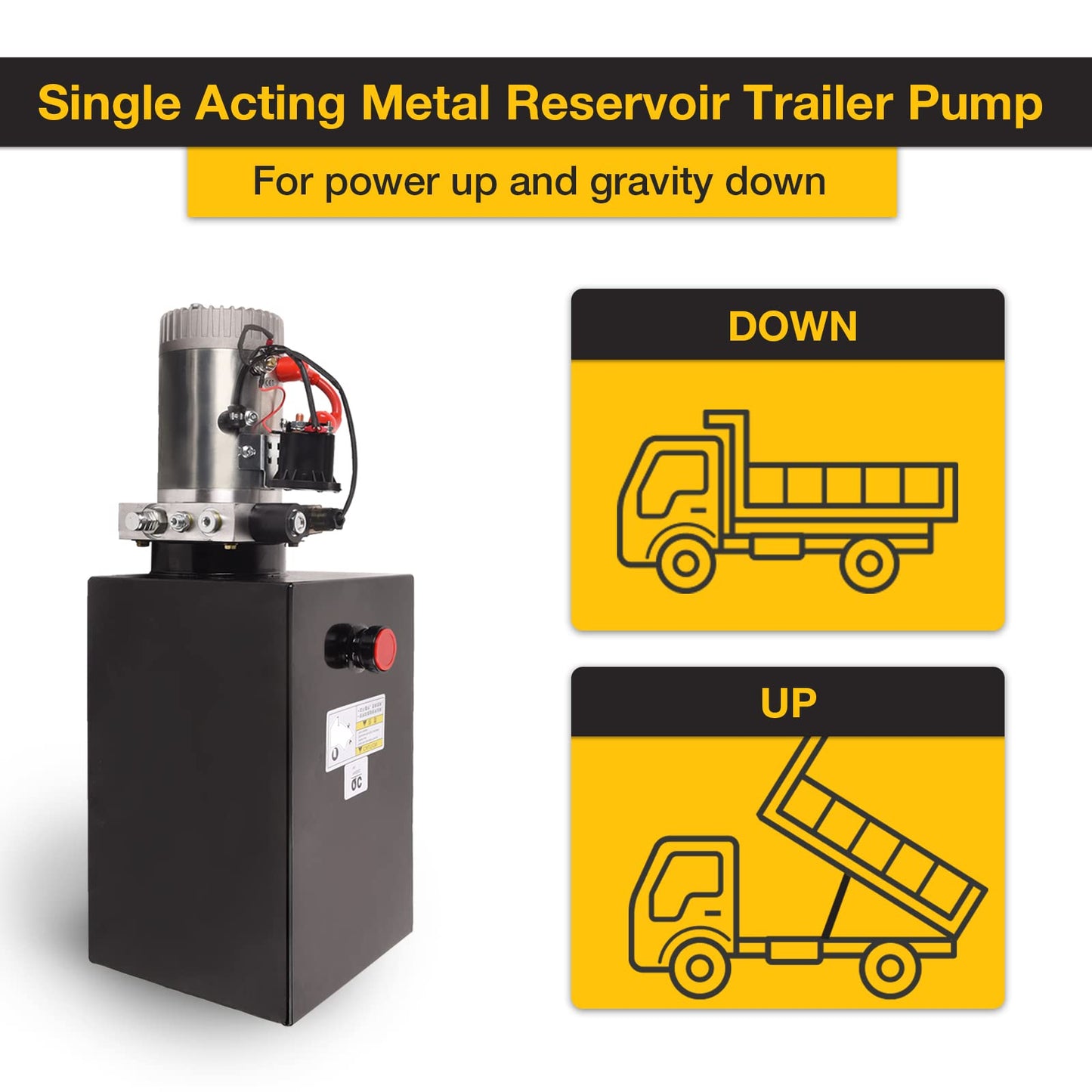 Doppy Hydraulic Power Unit 15 Quart,12V DC Motor 3200 PSI Single Acting Metal Reservoir Dump Trailer Pump for Dump Trailer Car Lifting