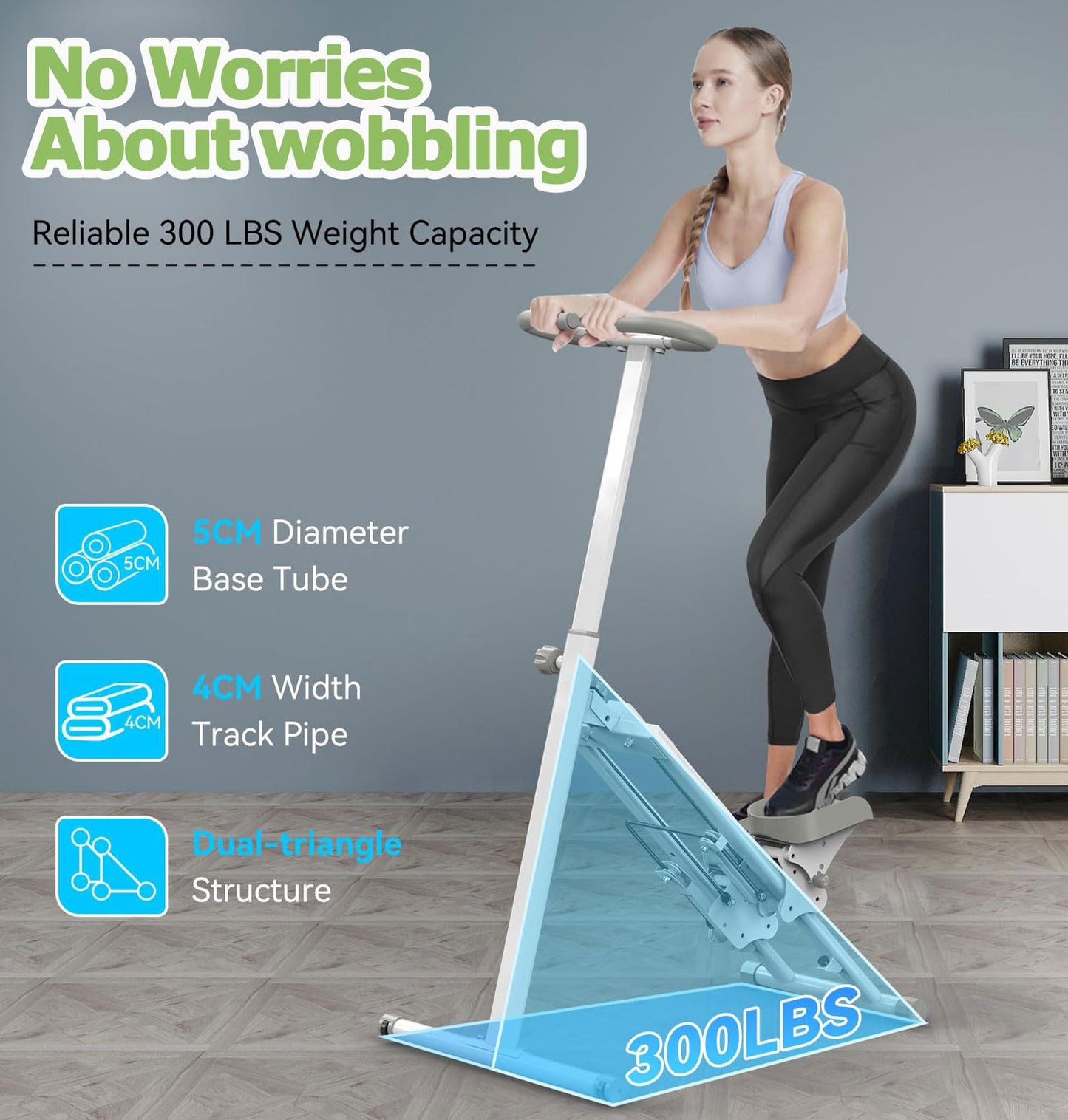 Stair Stepper Climber for Home Gym Exercise, Folding Machine for Full-Body Workout, Adjustable Handlebar, 300LBS Weight Capacity, Extended Step Range