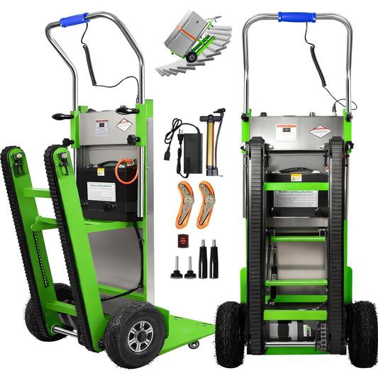 Electric Stair Climbing Dolly, 1250W Electric Hand Truck with Telescopic Handle, 3 Mode Folding Stair Climber 900lbs Max Load Capacity for Effortless Moving of Furniture (Green - Track & Wheel)