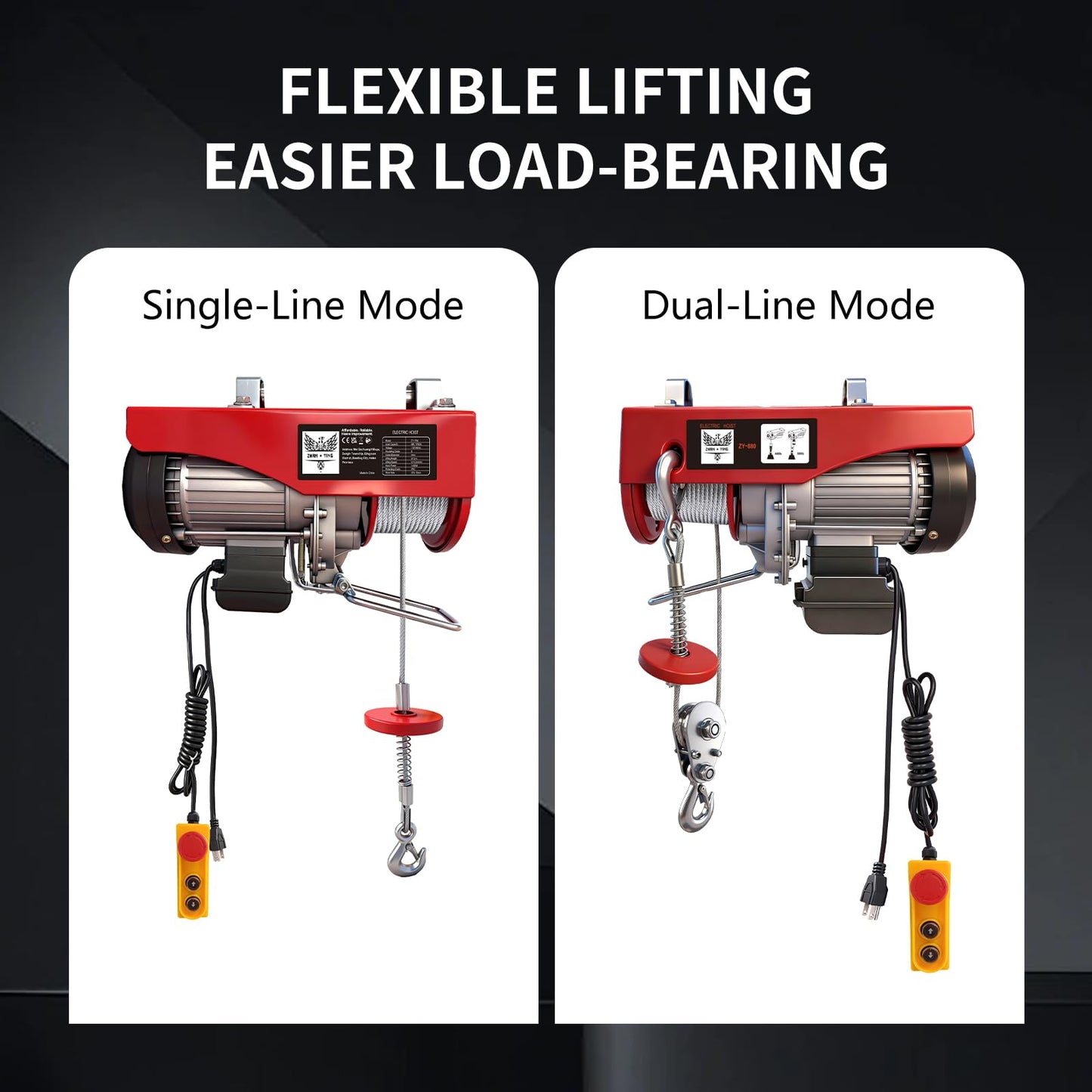 Electric Hoist, 880 lbs Electric Winch with 14 FT Wired Remote Control, Electric Hoist 110 Volt with 20-40 FT Lifting Height for Garage Warehouse Factory