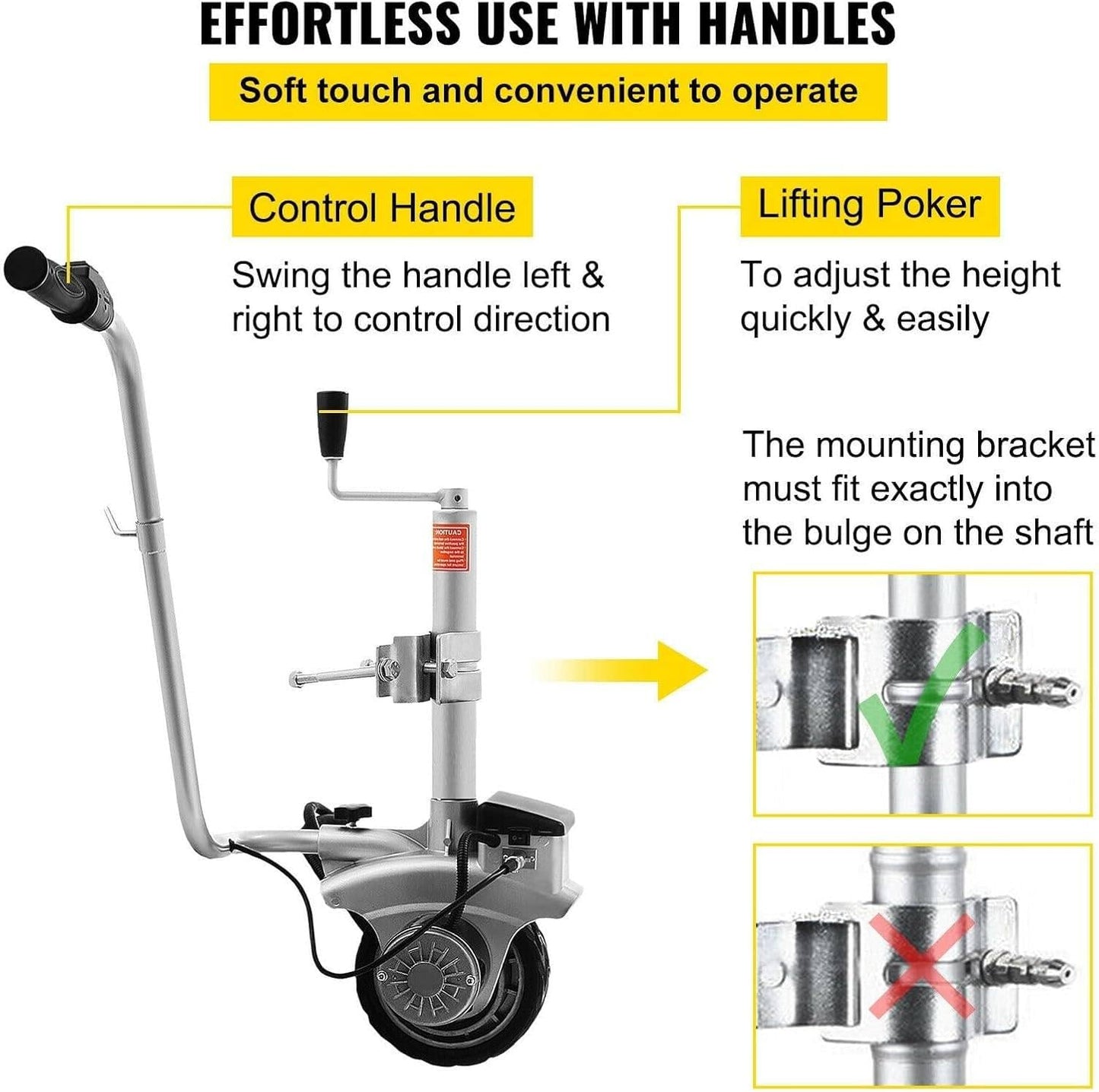 ToayNia Electric Trailer Dolly,Motorized Trailer Wheel,Ratchet Trailer Jack Mover,350W 12V Trailer Trailer Wheel,Mobile Electric Trailer Tool,5000lbs Towing Capacity