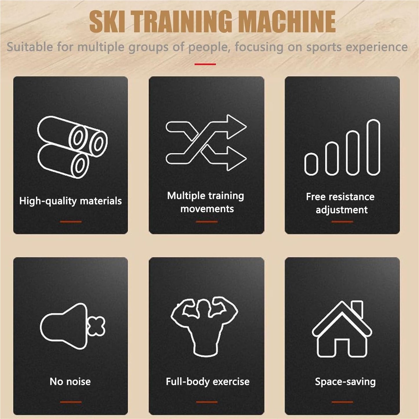 Ski Simulator Machine, Ski Training Equipment for Muscle Repair and Strengthening, Supports up to 300LB