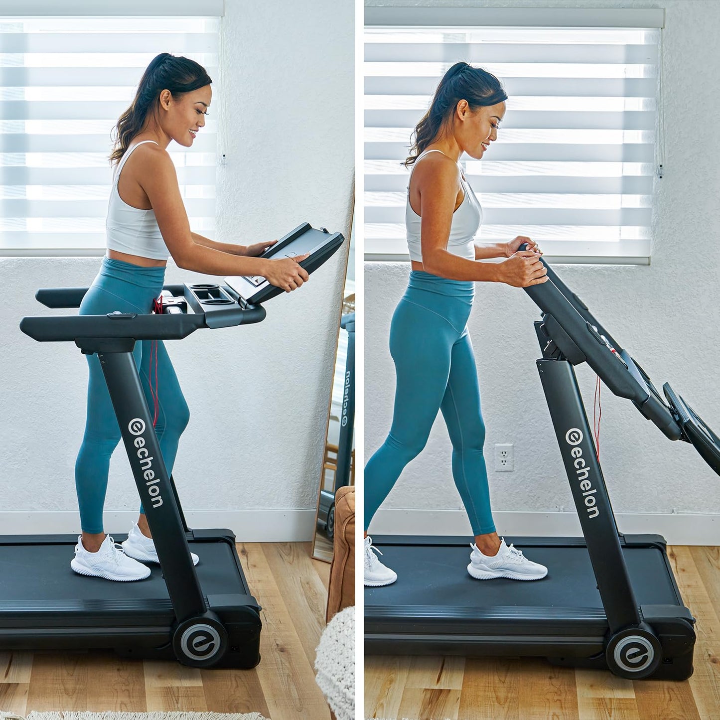Echelon Stride-6 Smart Foldable Treadmill with 10" HD Touchscreen 3.0 CHP Motor 12 Incline Levels Quiet Folding Running Machine for Home Gym Fitness