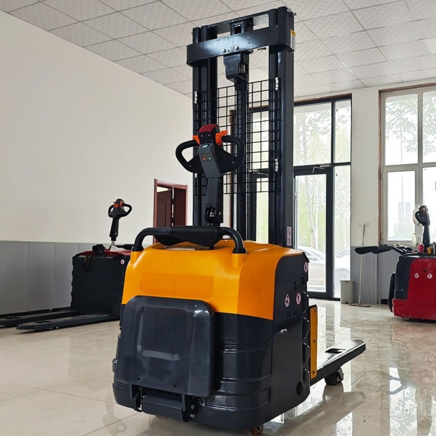 Electric Stacker System Pallet Forklift, Battery Powered Lift Truck Equipment, Walk Behind Hydraulic Stacking Machine, Warehouse Material Handling Equipment, Pallet Lifting System