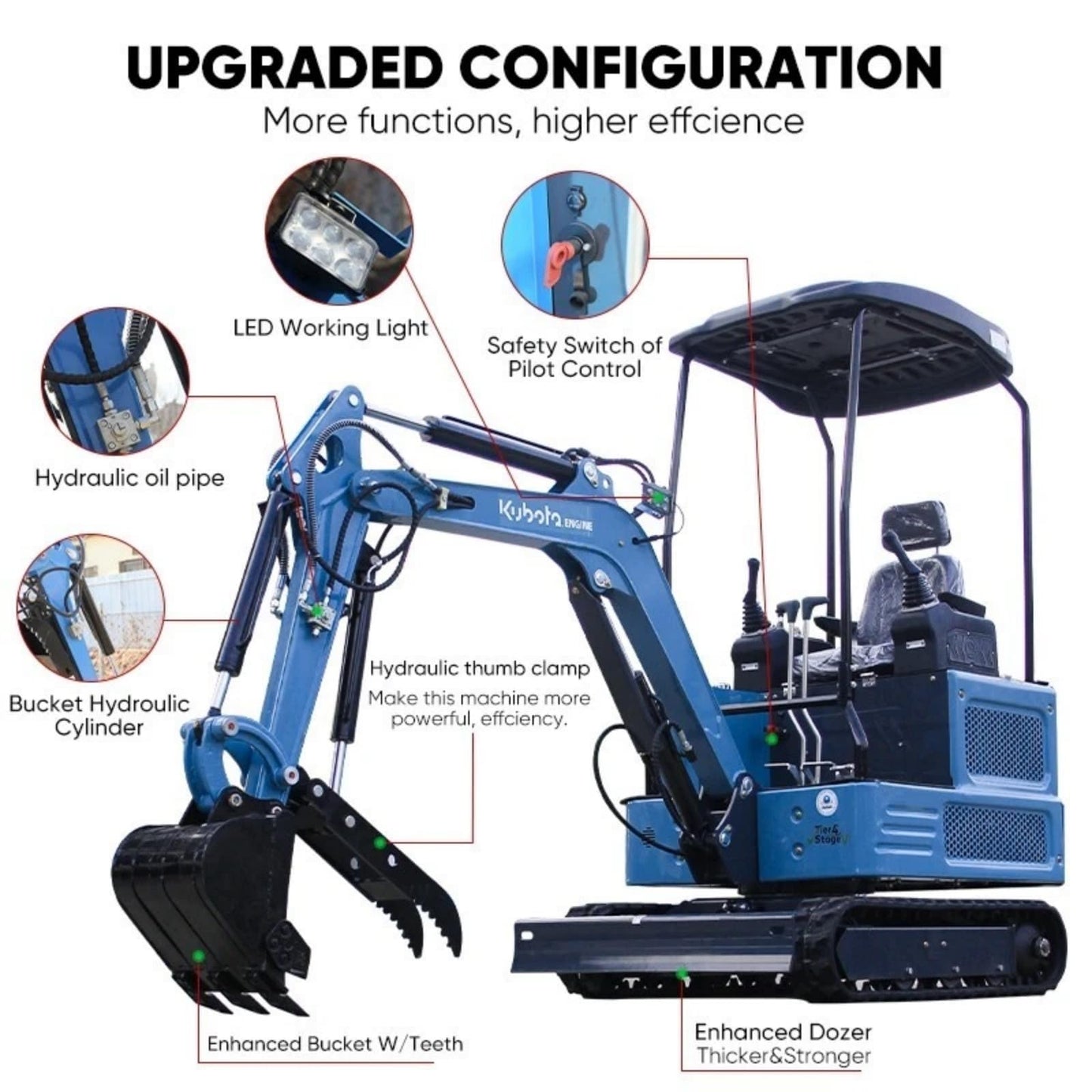 DS-180, 1.8 Ton New Pilot Control KubotaEnigne Diesel Mini Excavator, Digging Machine Attachments as Photos, Include Delivery & Unloading, 12 Months Parts Replacement Service