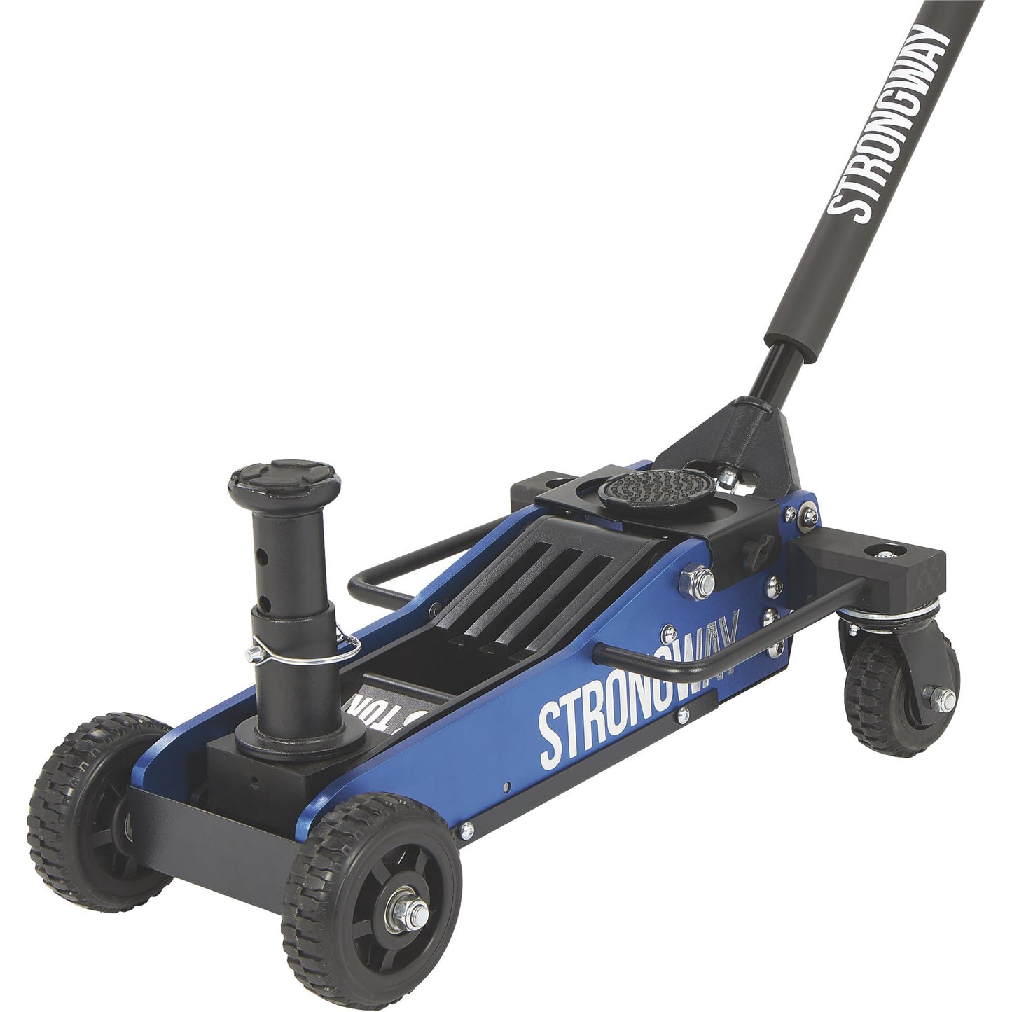 Strongway Professional Aluminum Off-Road Jack, 3 Ton 6000 Lb Capacity, 29 in. Lift Height, Steel Skid Plate, Quick-Change Saddle, 360 Degree Swivel Casters, for Trucks, SUVs, ATVs and UTVs