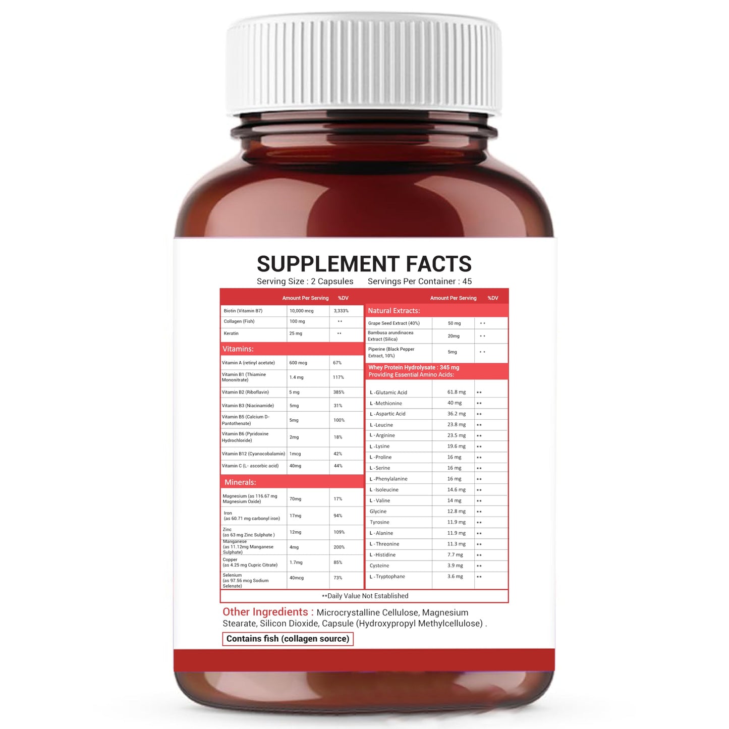 Biotin, Collagen, Keratin, Hair Vitamins Women and Men, Biotin for Hair Growth Women, Skin and Nails Supplement 25,000 mcg with B Vitamins, Amino Acids and Minerals, Skin and Nail Health, 90 Capsules
