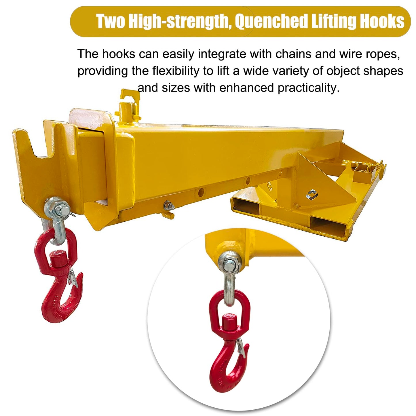EQCOTWEA Heavy Duty Forklift Jib Boom Crane 6600lbs Load Capacity, Industrial Telescoping Lifting Hoist for Warehouse & Construction, Adjustable Mobile Crane Attachment Extends up to 98 Inches