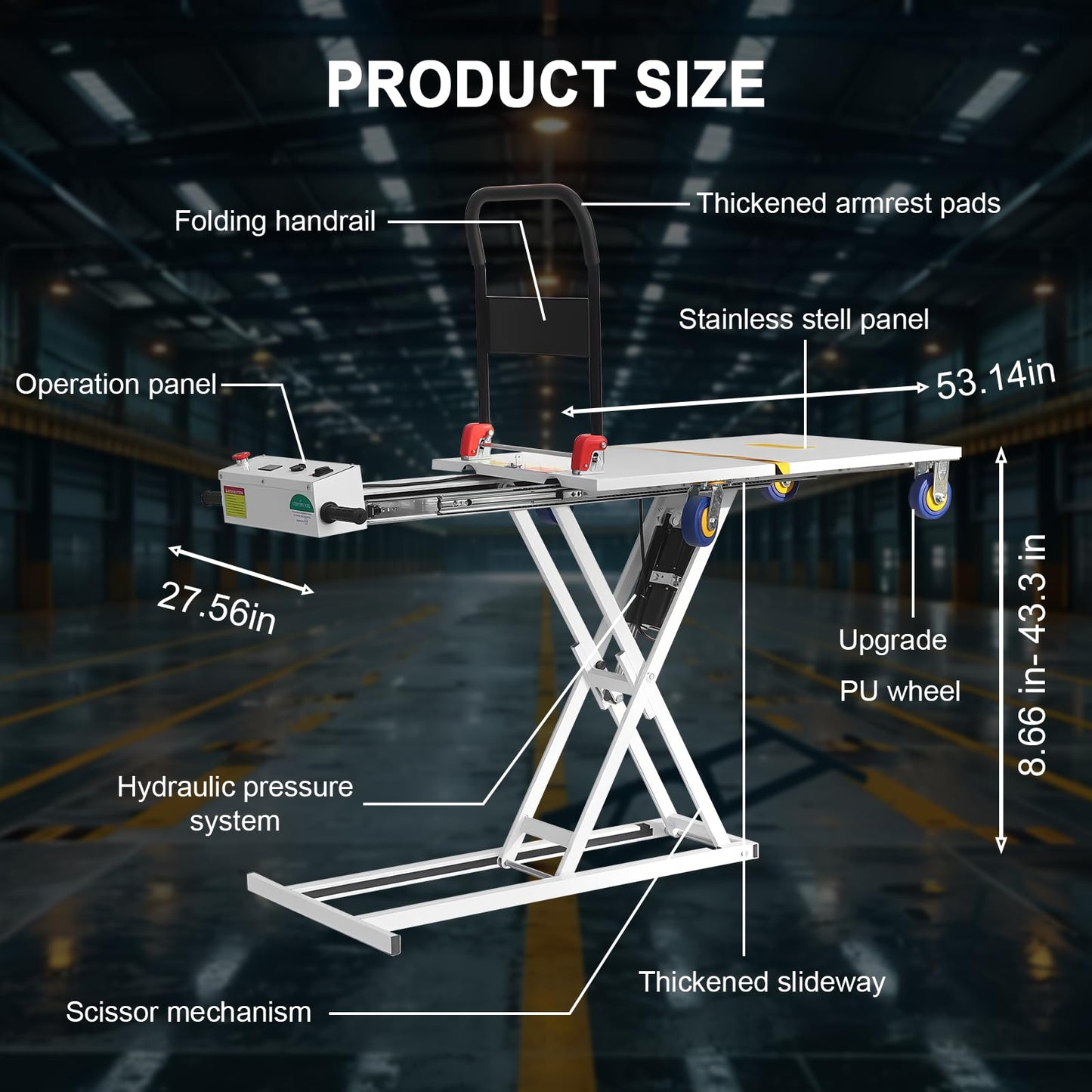 Electric Hydraulic Lift Table Cart- 48V 661 LBS Capacity Folding Platform Truck for Loading/Transporting Goods onto Trucks & Warehouses
