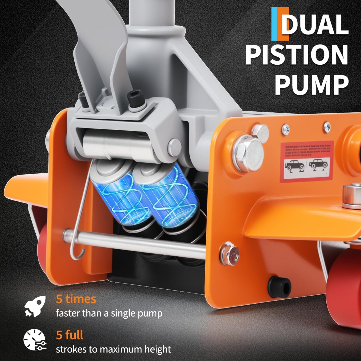 Patikuin 3 Ton Heavy Duty Ultra Low Profile Hydraulic Racing Floor Jack - Dual Piston Quick Lift Pump - Aluminum & Steel Construction - 2.95–16.54 Inch Lifting Range for Car, SUV, Truck, Garage - Slow