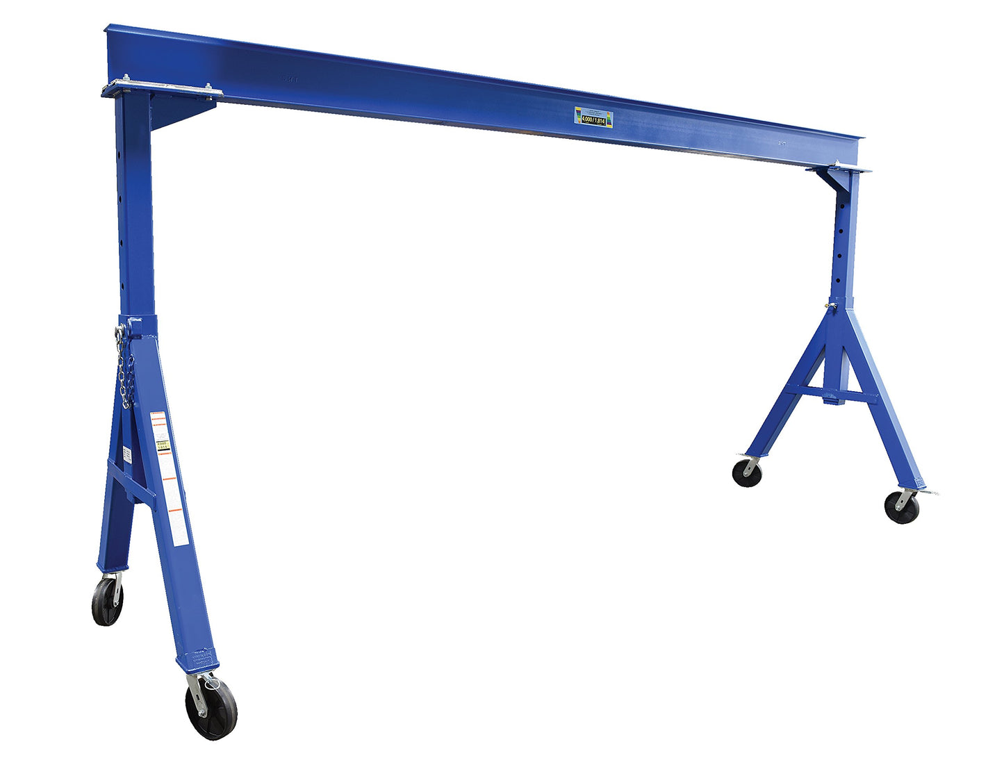 Vestil AHS-4-20-14 Steel Adjustable Height Gantry Crane with Phenolic Casters 20 Ft. Wide x 14 Ft. Max Usable Height 4,000 Lb. Capacity Blue