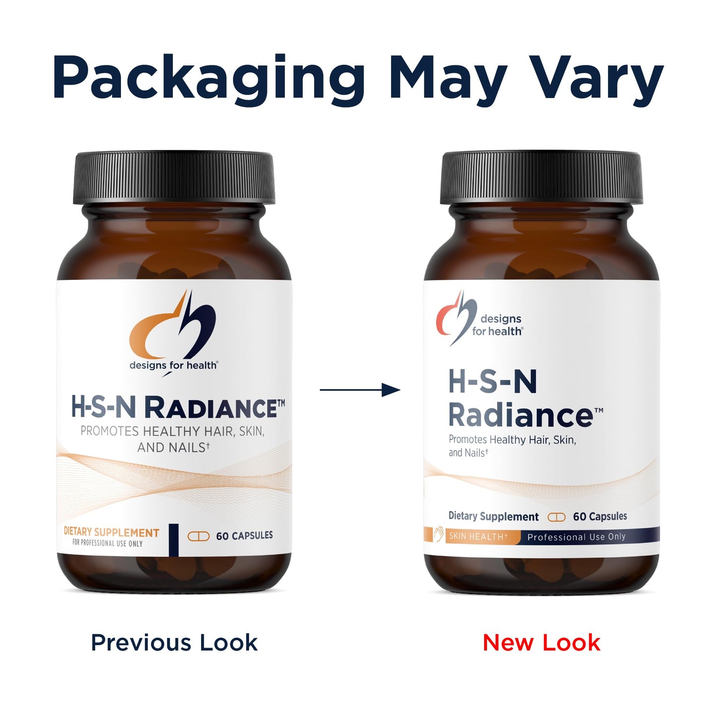 Designs for Health H-S-N Radiance - Hair Skin Nails Vitamins for Women and Men - Promote Healthy Hair, Skin Elasticity & Strong Nails with Vitamin C, Biotin, Keratin & Botanicals (60 Capsules)