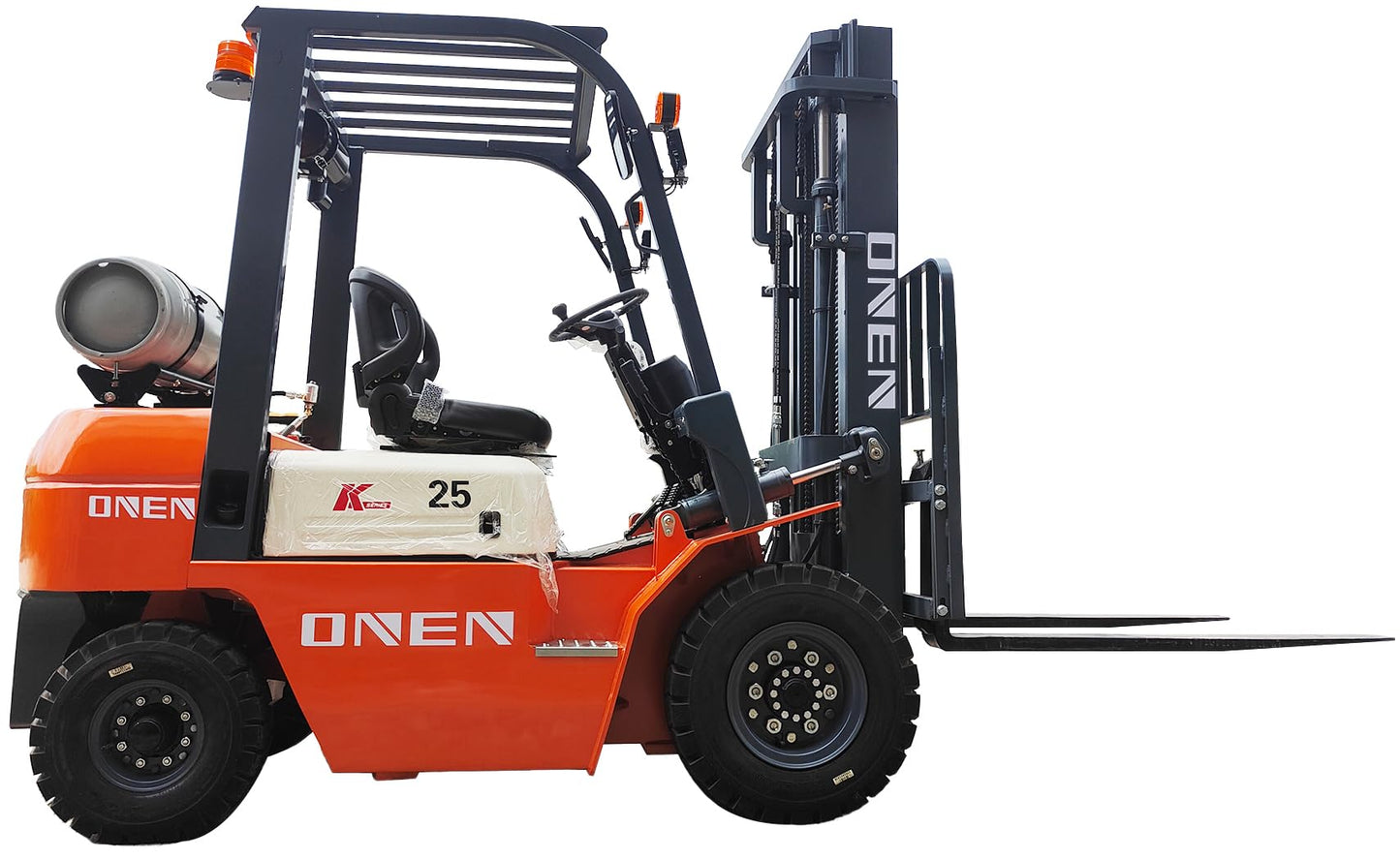 ONEN LPG Forklift 2 Tons 4409 LBS Capacity 42KW Dual-Fuel Engine Powered High-Lift Fork Lift 3m 9.84 ft Lifting Height Stacker 2000kg Pallet Lift Truck Material Handler with 4ft Length Forks