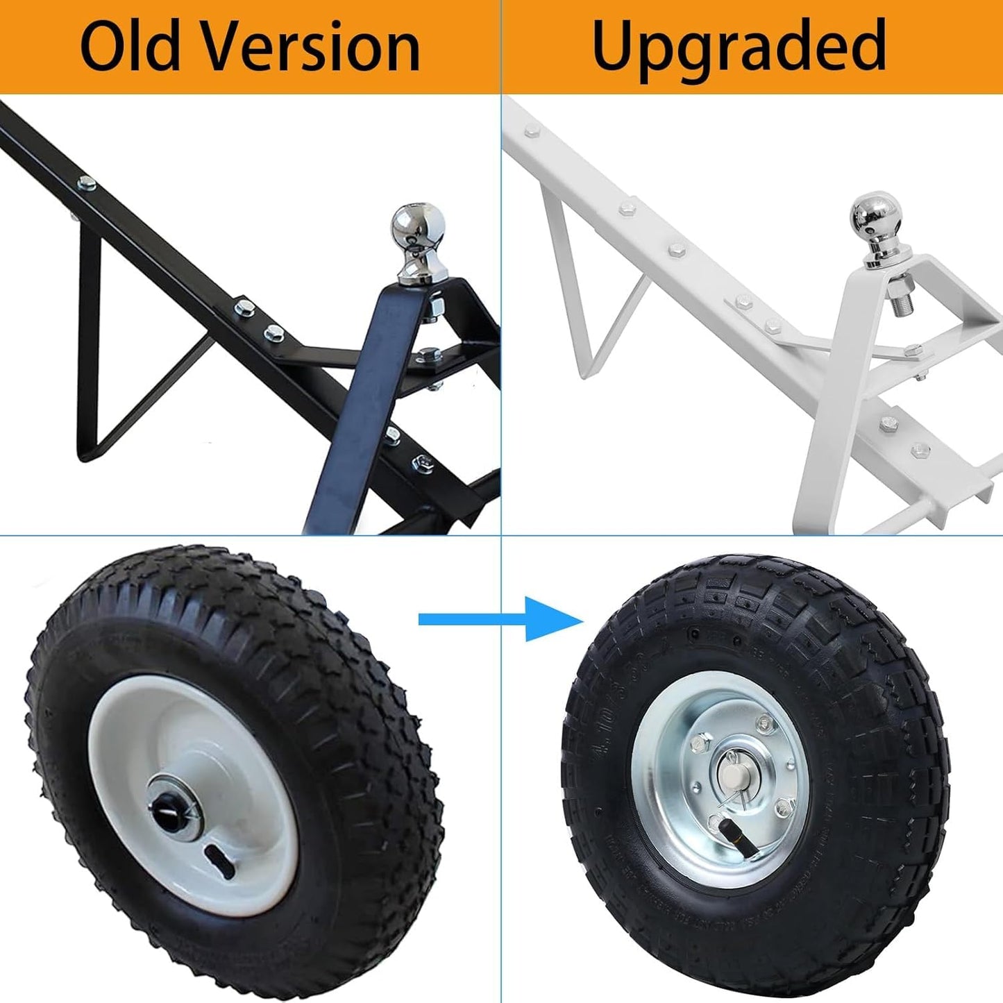 Heavy-Duty Steel Trailer Dolly - 600 Lb Load Capacity, Pneumatic Wheels, 44" Handle for Easy Maneuvering of Boat, Utility, and Jet Ski Trailers (Gray)