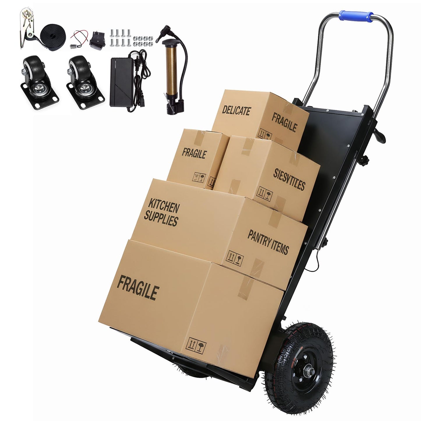 Generic Electric Stair Climbing Dolly 880lbs Capacity 1500W Motor Electric Stair Climbing Hand Trucks with Rope for Warehouse Logistics Moving Furniture