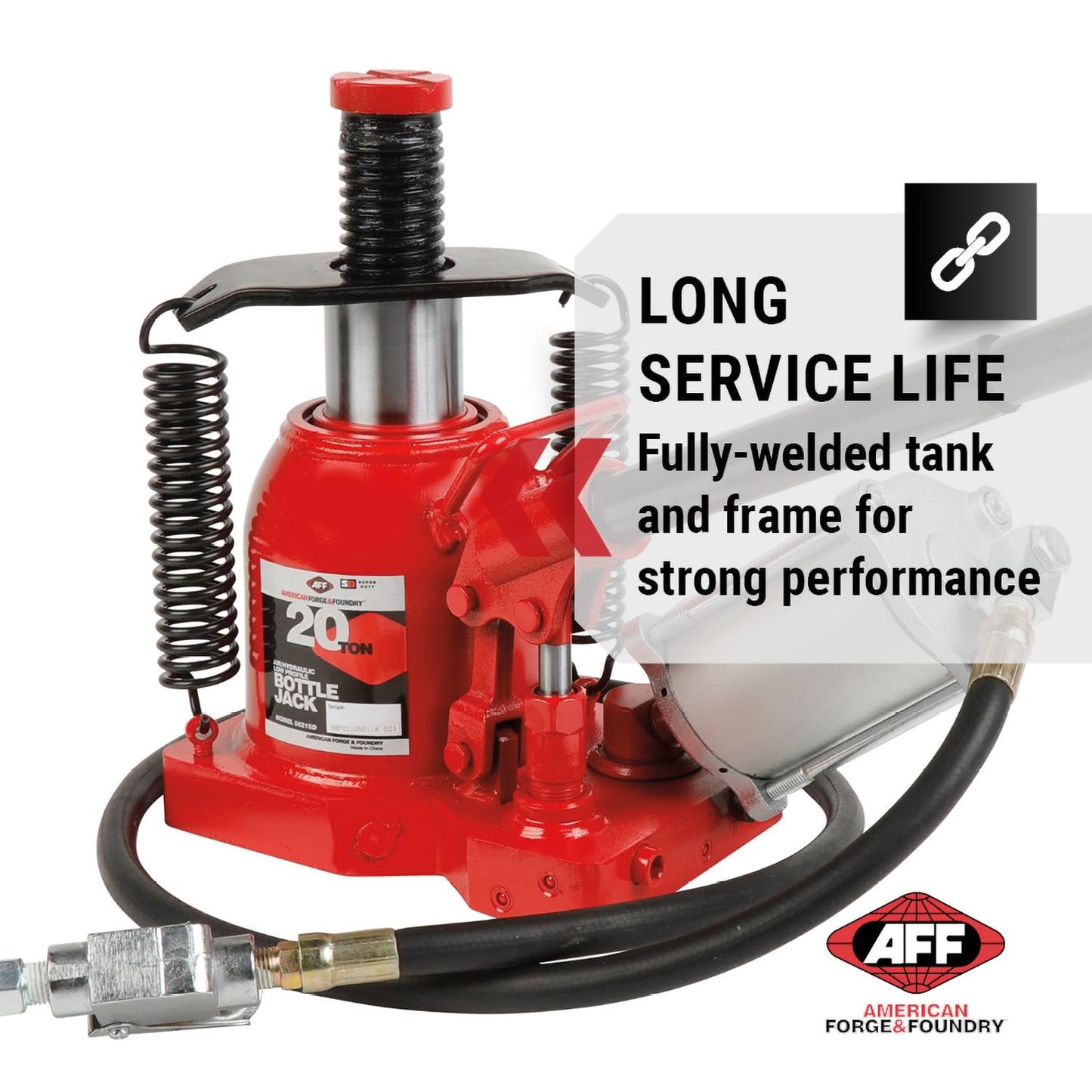 AFF 20 Ton Bottle Jack - Manual & Air Assist Hydraulic Jack for Lifting Heavy Trucks & Equipment - Super Duty