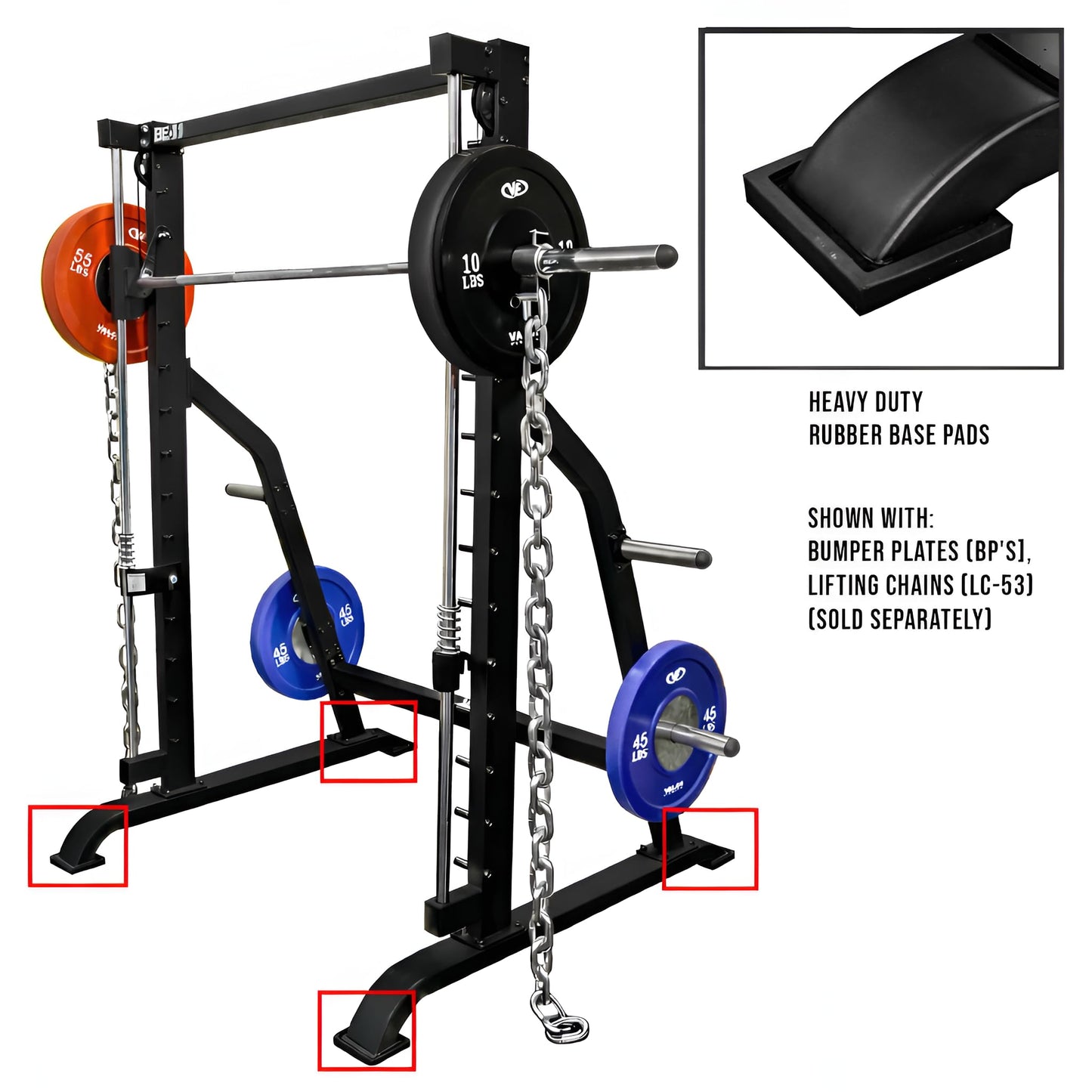 Valor Fitness Smith Machine Squat Rack Cage - Home Gym Equipment - 2" Plate Storage - Attached Sliding Knurled Barbell - Max Weight 500 Lb