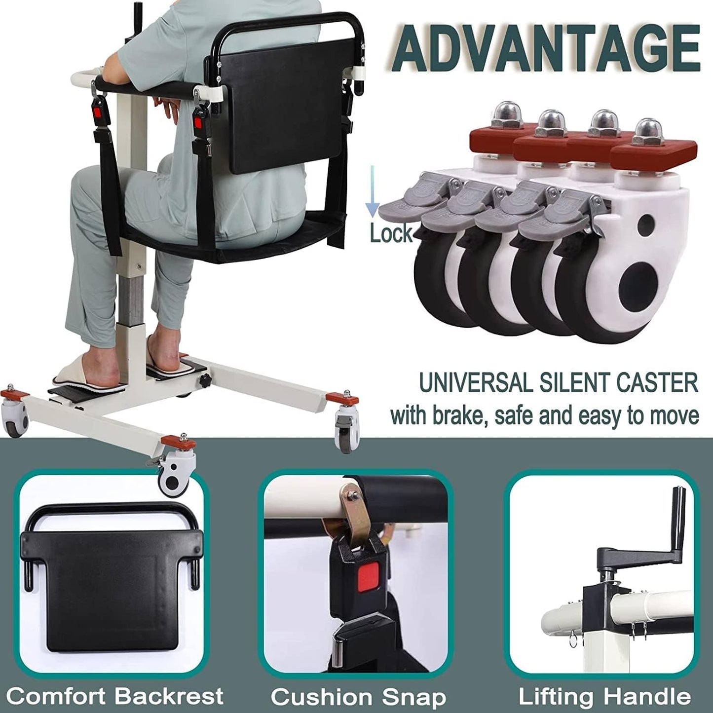 Patient Lift Transfer Chair, Transfer Lift Chair for Disabled, Portable Car Transfer Lift Bed to Wheelchair Transfer Devices, Transfer Chair for Elderly & Disabled (A)
