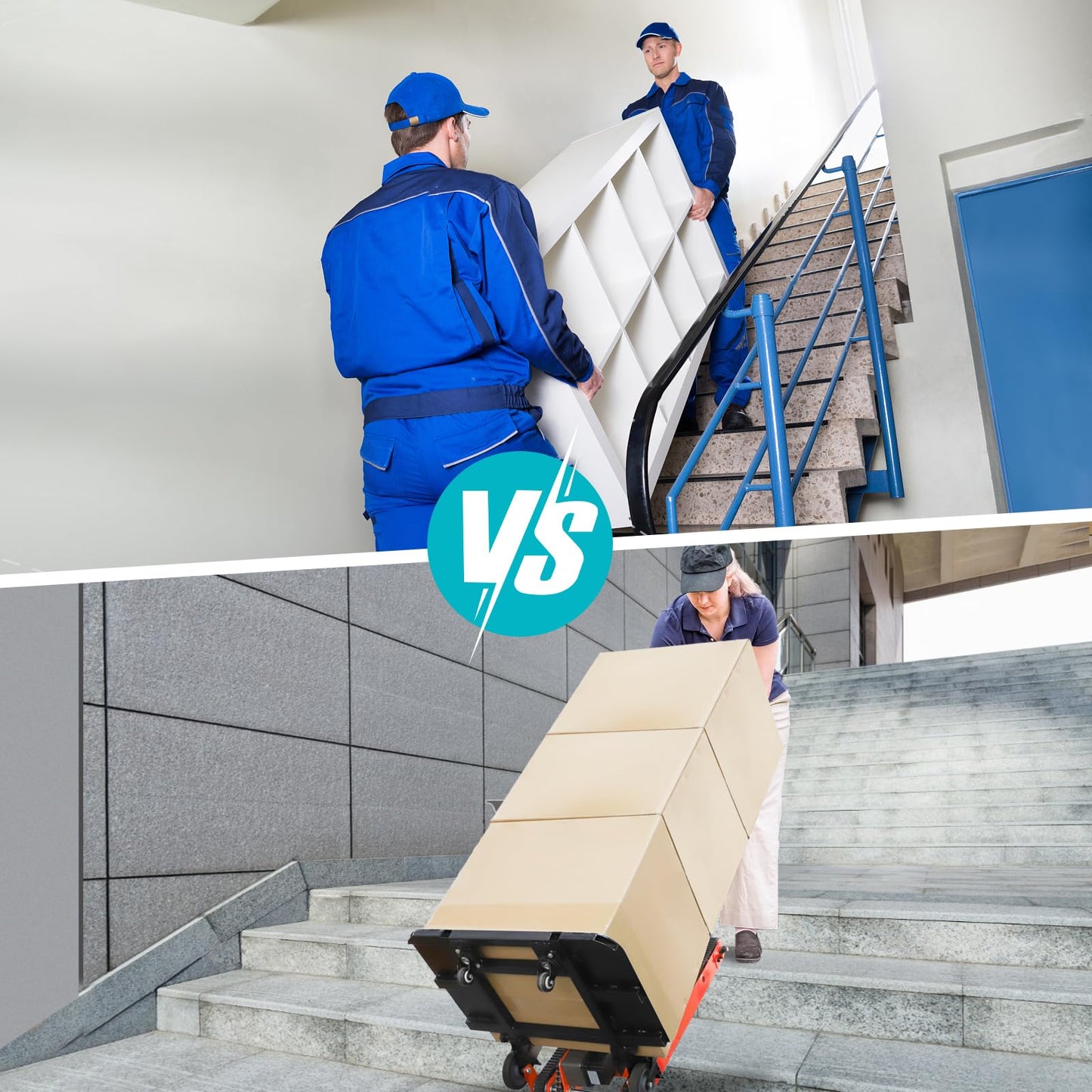 ROOMEDAL 441lbs Electric Stair Climbing Hand Trucks Dolly with Removable Extension Tray, 400W Powerful Motor Battery Powered Folding Stair Climbing Dolly for Furniture Family Logistics Warehouse