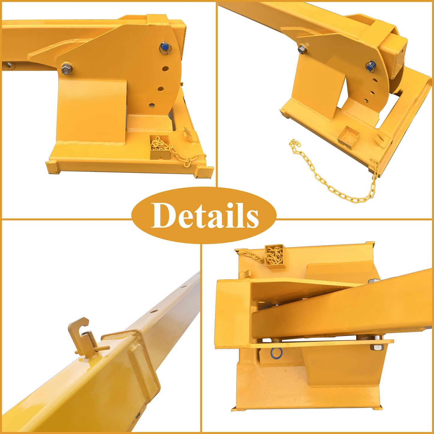 HQHAOTWU Forklift Jib Boom Crane 6600lbs Capacity Telescoping Mobile Crane Industrial 0-75 Degrees Tilting Lifting Hoist Truss Jib Boom with 2 Hooks Manual Telescopic 7-12ft for Warehouse & Factories