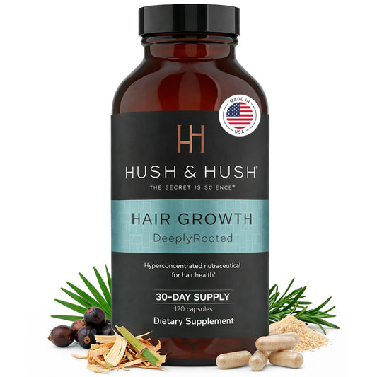 Hush & Hush – Biotin and Collagen Hair Growth Supplements – Hair Vitamins for Women with Ashwagandha – Supports Regrowth, Thicker Hair & Volume – Reduces Hair Loss & Thinning – 120 Capsules