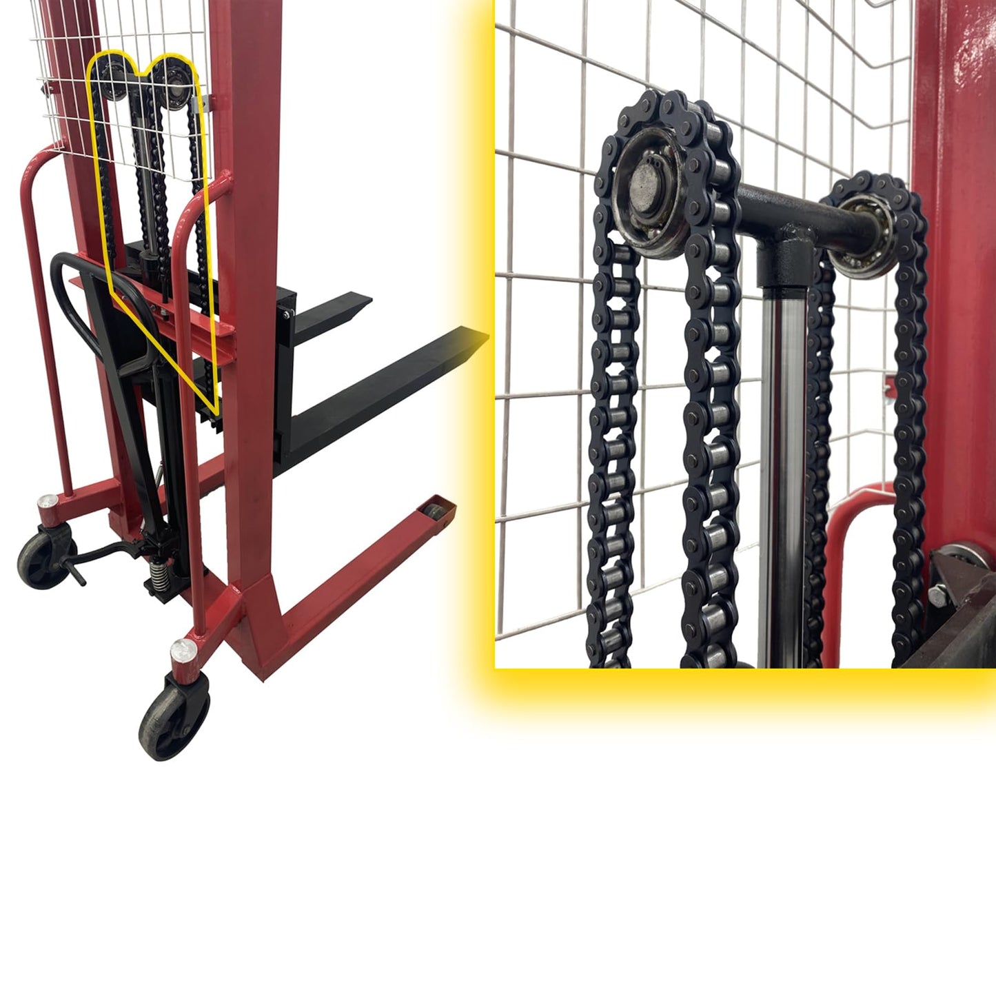 WYDDDARY 4409 lbs/2 Ton Manual Hydraulic Pump Walkie Stacker Forklift Reach Pallet Lift Forklift Truck for Single-Sided Lifting, Hoisting and Carrying