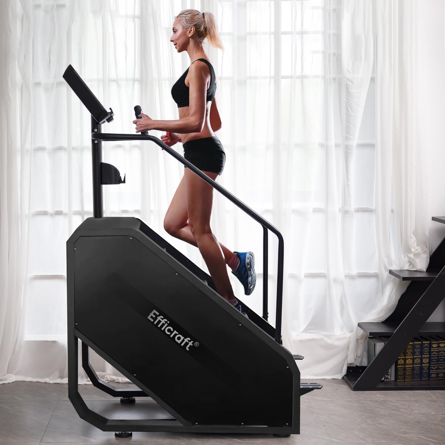 EFFICRAFT Stair Stepper Machine, Commercial Grade Stair Master for Exercise at Home, Continuous Climbing Exercise Machine for Cardio, 15 Speed Levels Stair Master, 15-164 Steps/Min, Black