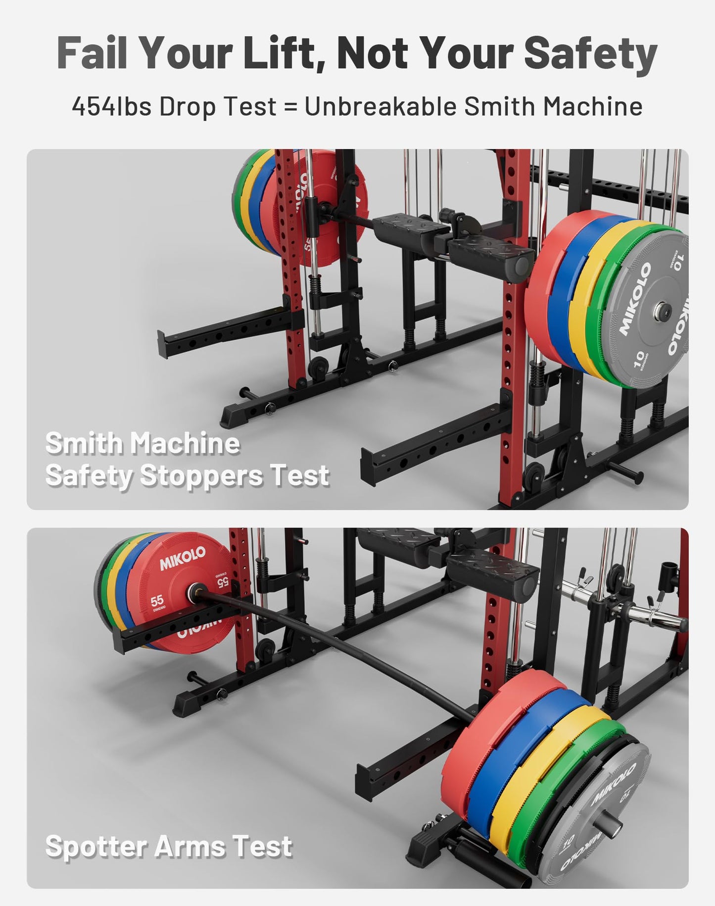 Mikolo Smith Machine, 2200lbs Squat Rack with LAT-Pull Down System & Cable Crossover Machine, Power Rack and Packages (RSL230CPHGP)