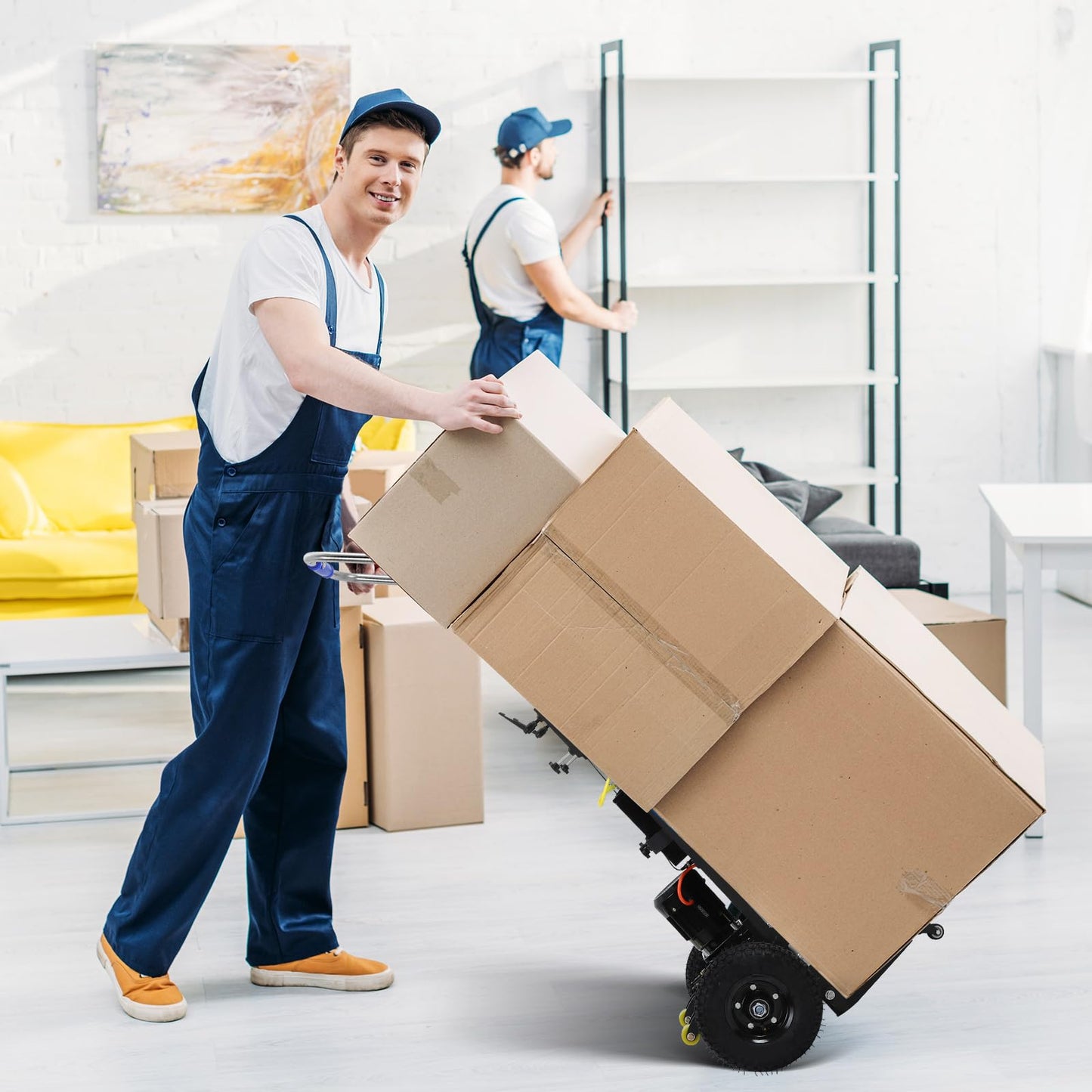 1200W Electric Stair Climbing Hand Trucks, Heavy Duty Stair Climber Dolly 881lbs Capacity with Lithium Battery & 2 Safety Ropes, Motorized Stair Climbing Dolly for Moving Furniture, Fridge & Loads