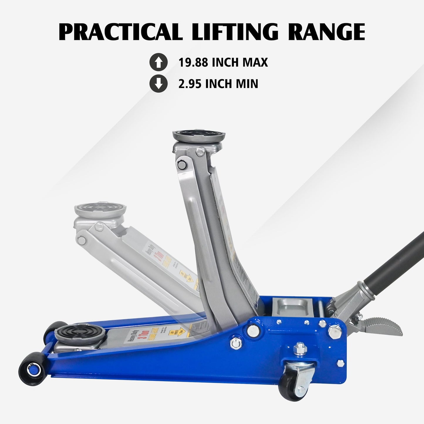 Floor Jack 3Ton/6600lbs.Dual Piston Fast Lifting Pump.Ultra Low Profile Floor Jack with Foot Pedal,Lifting Range 2.95"-19.88".Heavy Duty Hydraulic Racing Car Jack for MVPs,SUVs and Trucks.Trolley Jack