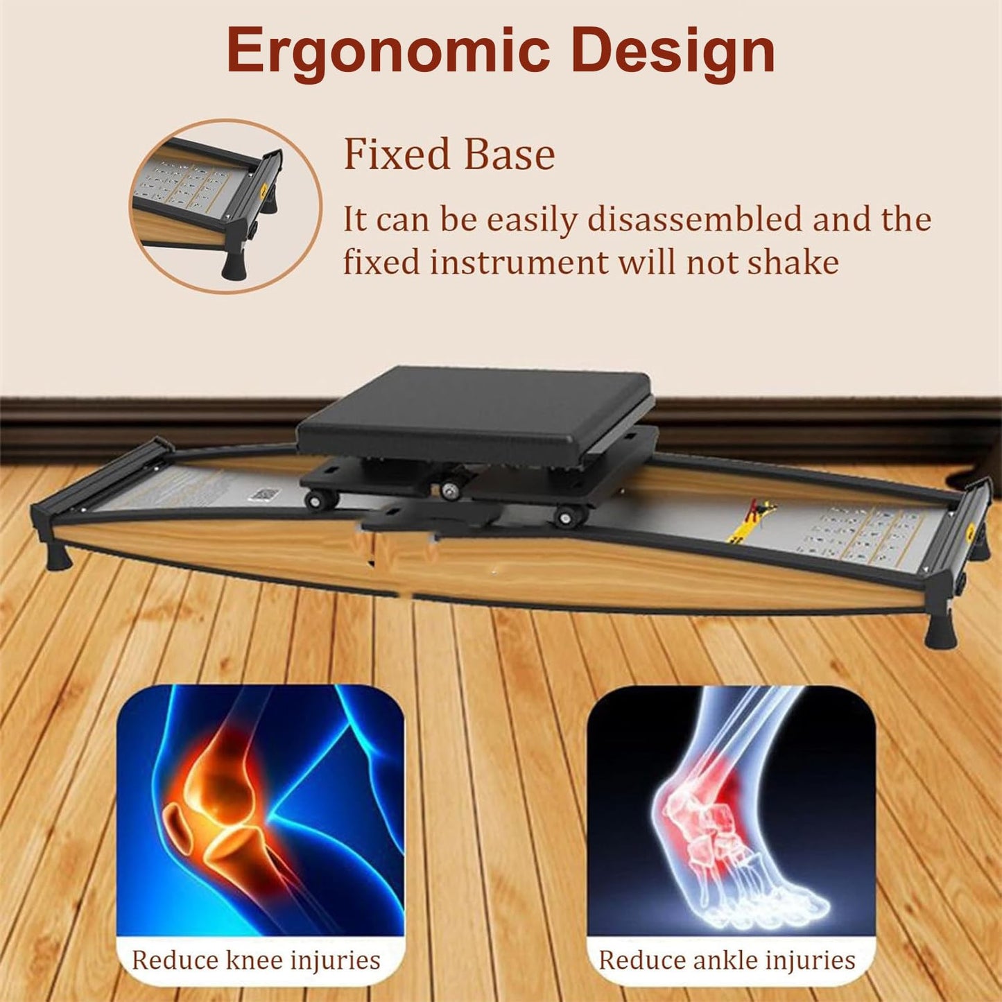 QUGURLID Ski Exercise Machine, Indoor Ski Simulator w/Ski Poles and Mats, Ski Simulator Leg Exercise Equipment for Waist, Abdomen&Leg Training
