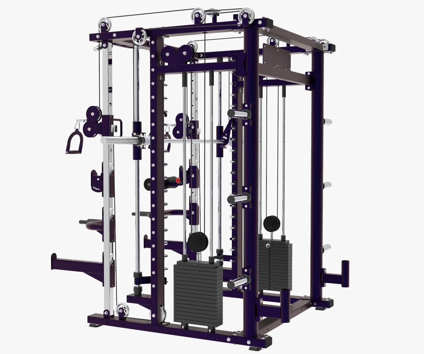 2025 Commercial Home Gym Smith Machine 2.0 - Smith Machine w/ Cross Cables - Built in 352 lbs Stack Weights - Midnight (Black w/ Hint of Purple) - Standard