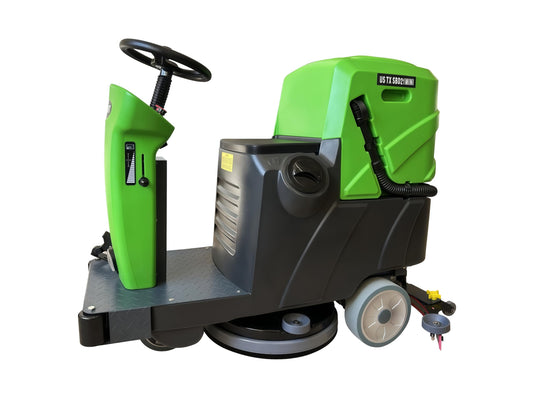 Ride-On Commercial Floor Scrubber Machine, 20″ Cleaning Width, 24V Battery Powered Scrubber Dryer with 17 Gal Tanks for Warehouse, Retail & Facility Cleaning (US-TX-SDB21MINI)