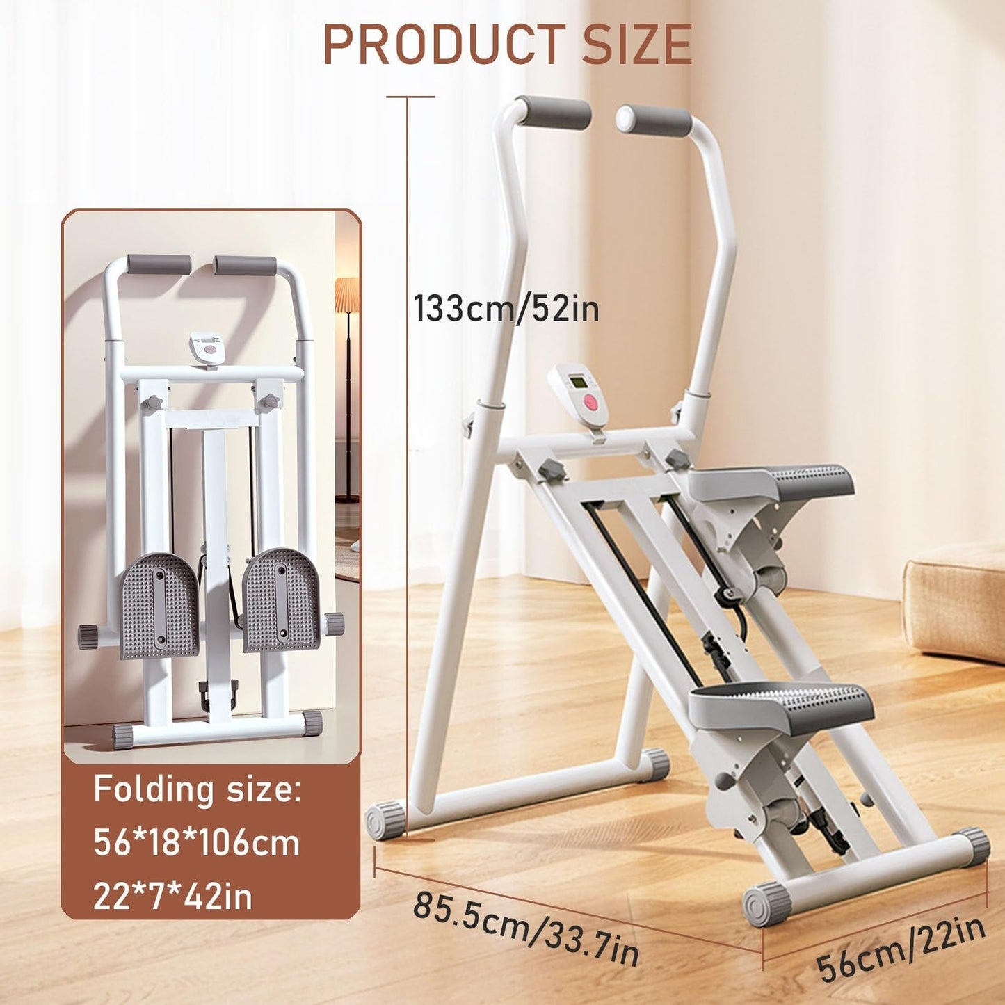 Vertical Climber Machine with 3-Speed Resistance Adjustment, Stair Stepper for Full-Body Workout, Folding Stair Climber Exercise Machine with Various Armrest Styles