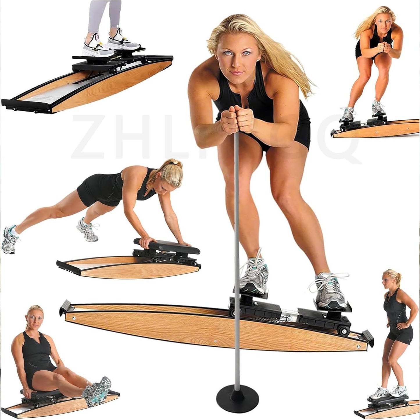 3D Cross-Training Ski Machine for Home - 150kg/330lbs Capacity Indoor Ski Simulator with Poles & Mat, Boosts Leg/Glute Strength, Balance & Endurance for Waist/Core Training