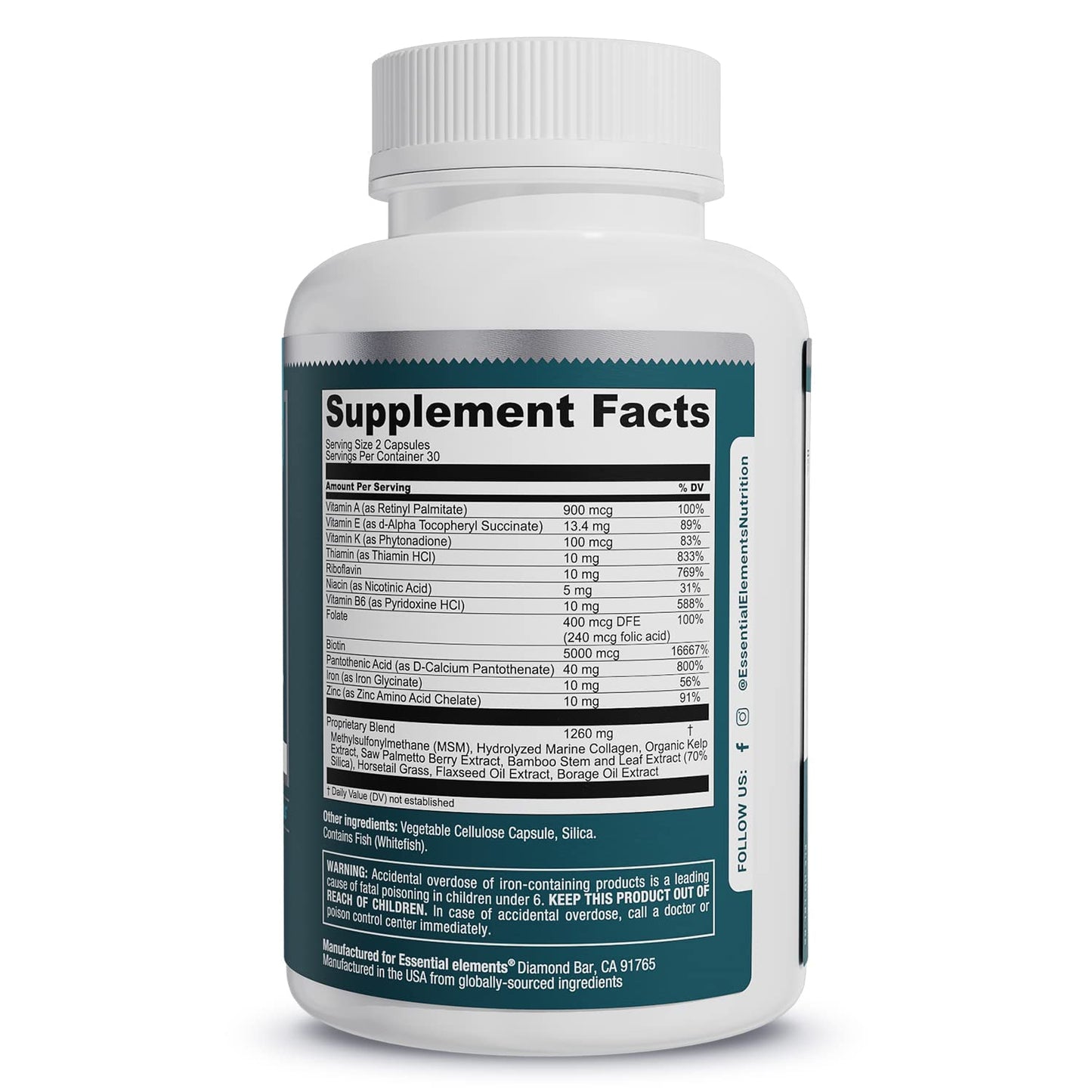 Essential Elements® Hair Hero™ - Hair Vitamins for Men - Broad-Spectrum Support with 5000 mcg Biotin - 60 Count - 30 Servings (2-Pack)