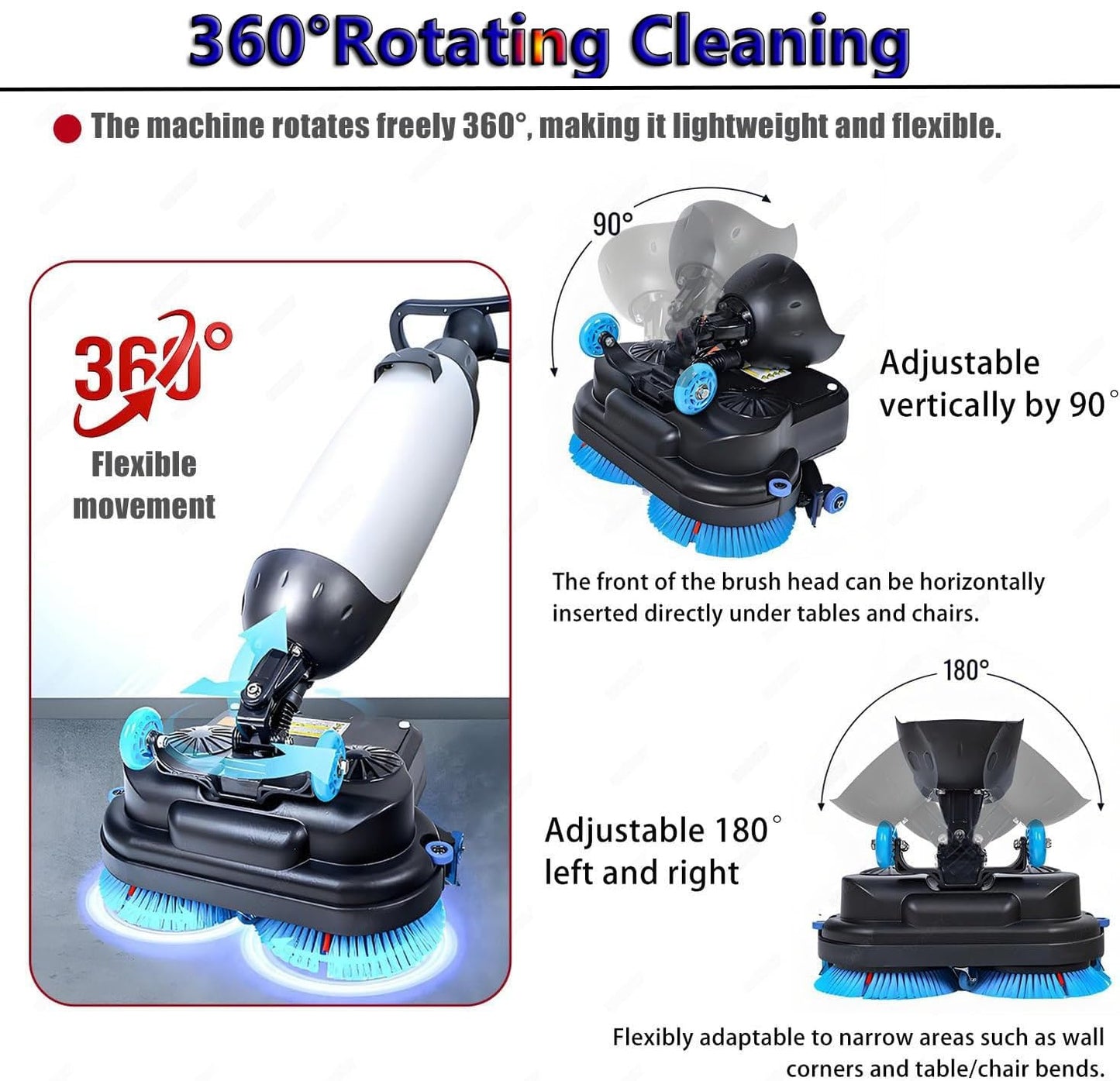 Hrxllb Automatic Floor Scrubber Self-Propelled, 360° Rotation,17 inch Commercial Cordless Machine,2H Run,with 2x250W Brush Motors & Dual Water Tanks(Gray)